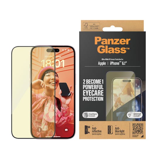 PanzerGlass iPhone 15 Screenprotector Met Lichtfilter Transparant