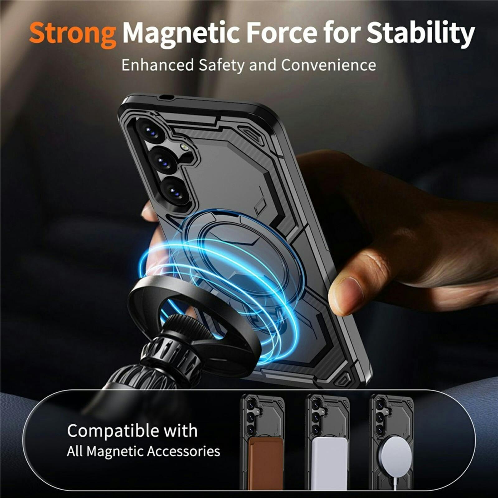 CaseBody Samsung Galaxy S26 Magnetic Kickstand Ring Hoesje Zwart