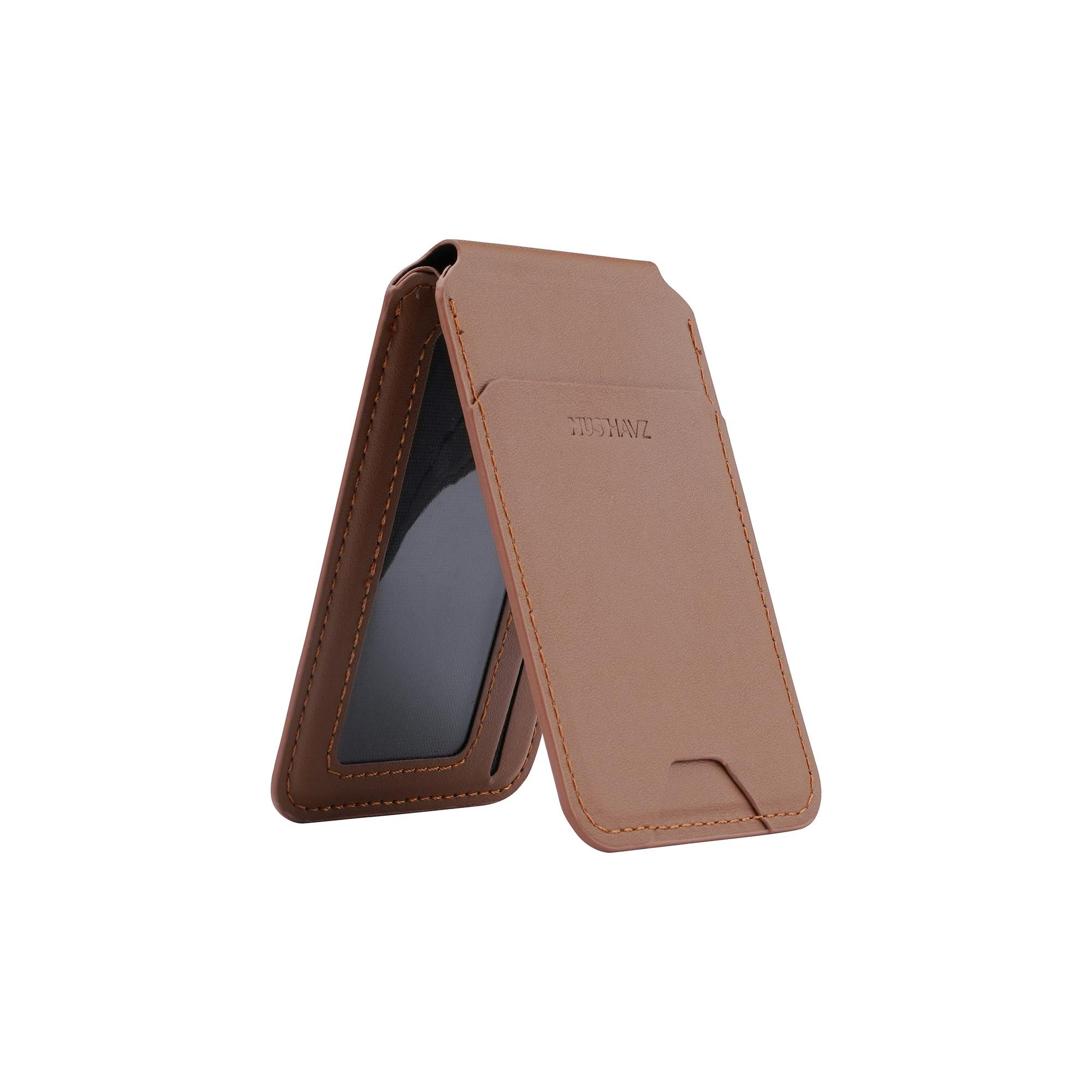 Musthavz MagSafe Vegan Leather Wallet Stand Bruin