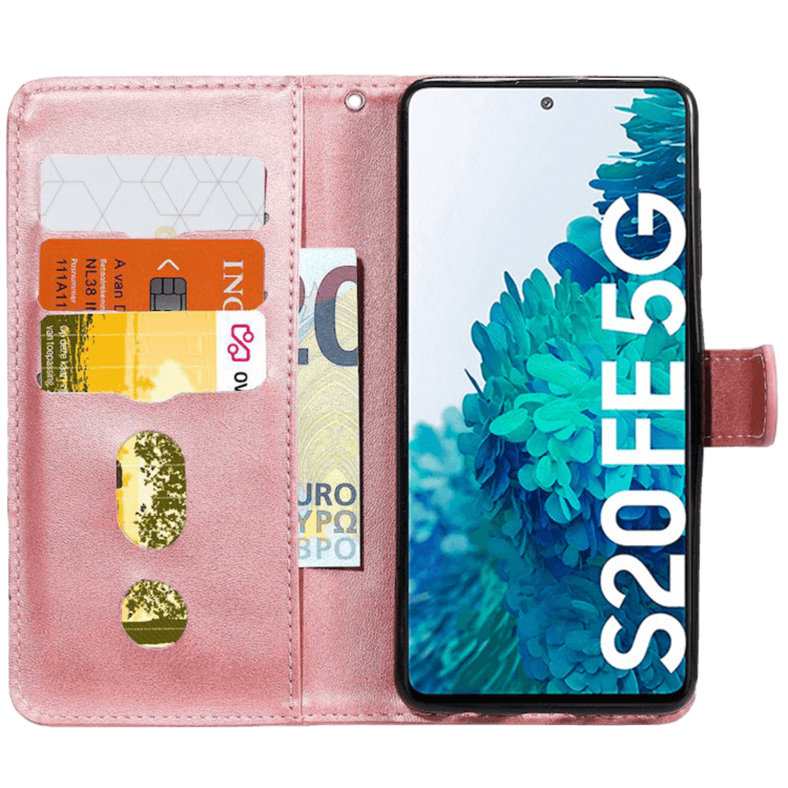 CaseBody Samsung Galaxy S20 FE Zipper Portemonnee Hoesje Rosegoud