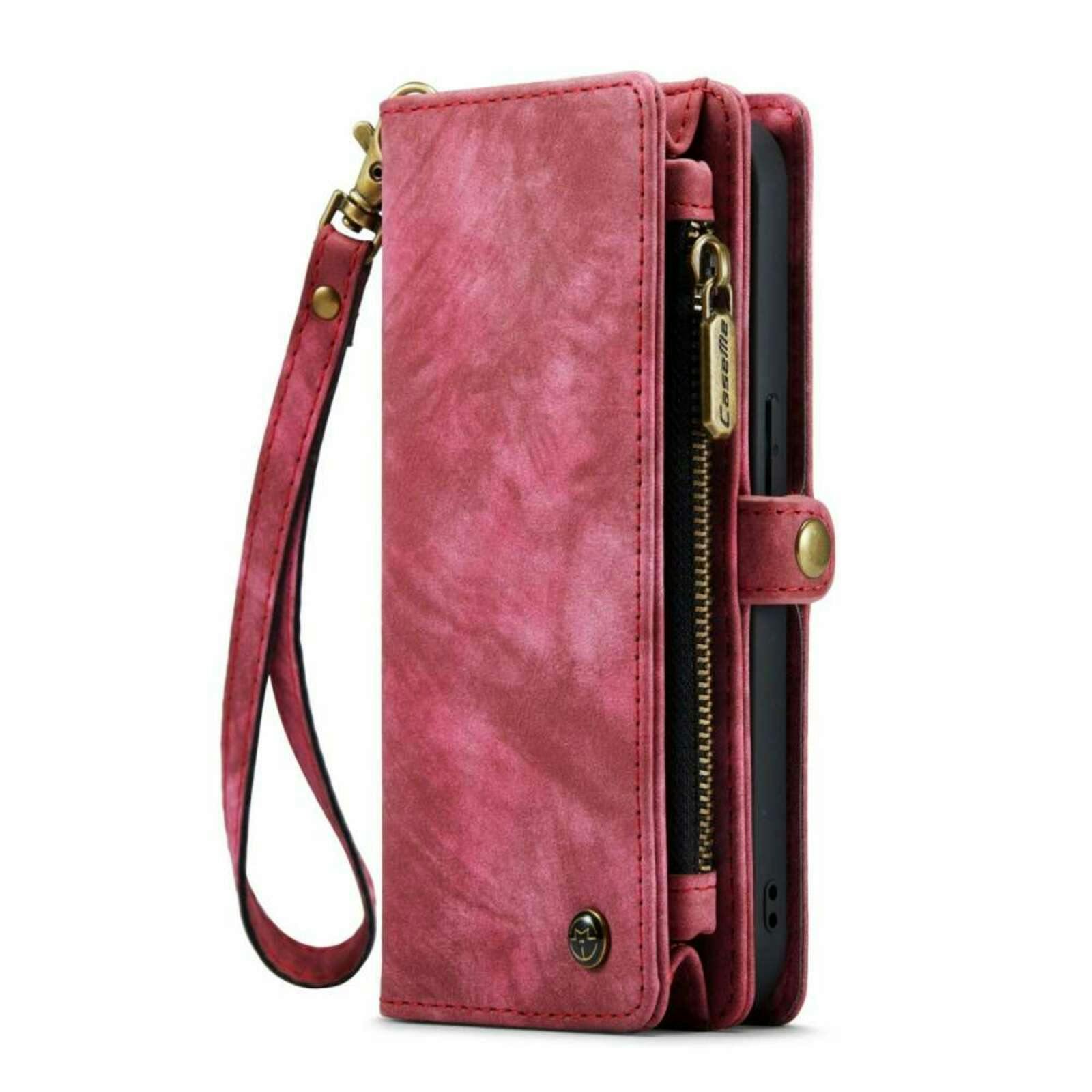 Caseme iPhone 14 Pro Vintage Portemonnee Hoesje Rood