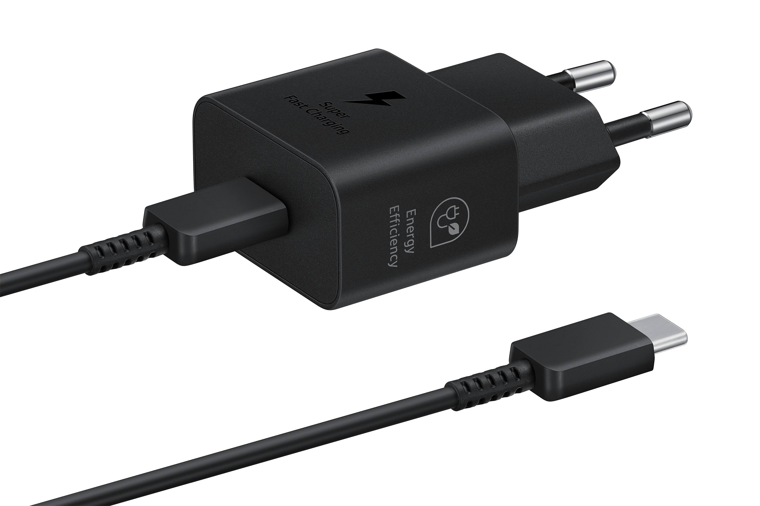 Samsung 25W USB-C Snellader + Kabel Zwart - Voorkant