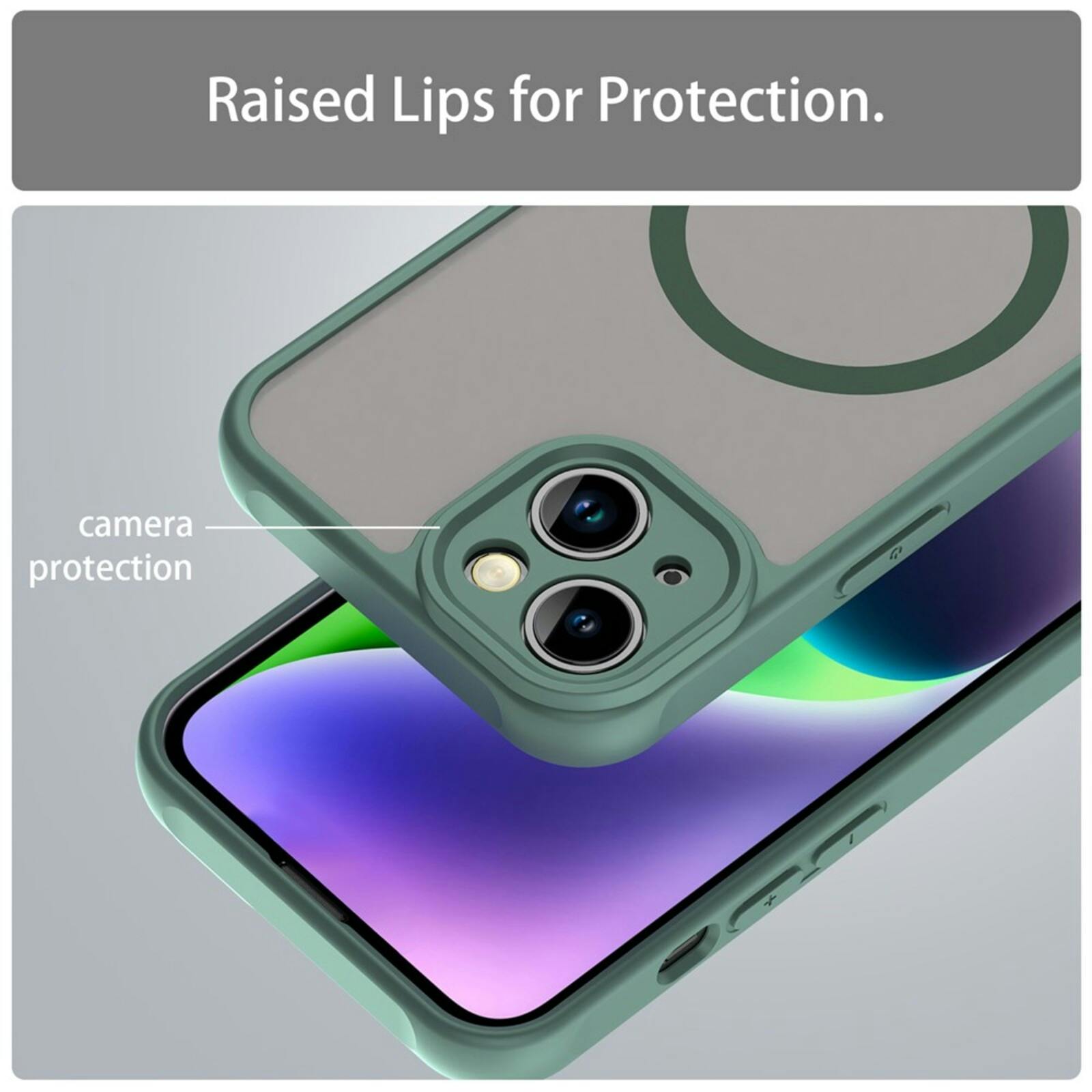 Mocaa Apple iPhone 15 Slim Anti-Shock MagSafe Hoesje Groen