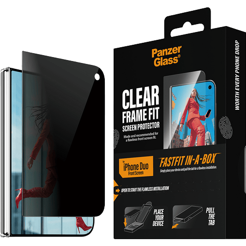 PanzerGlass iPhone Duo Fastfit In-a-Box Buitenscherm Screenprotector Privacy