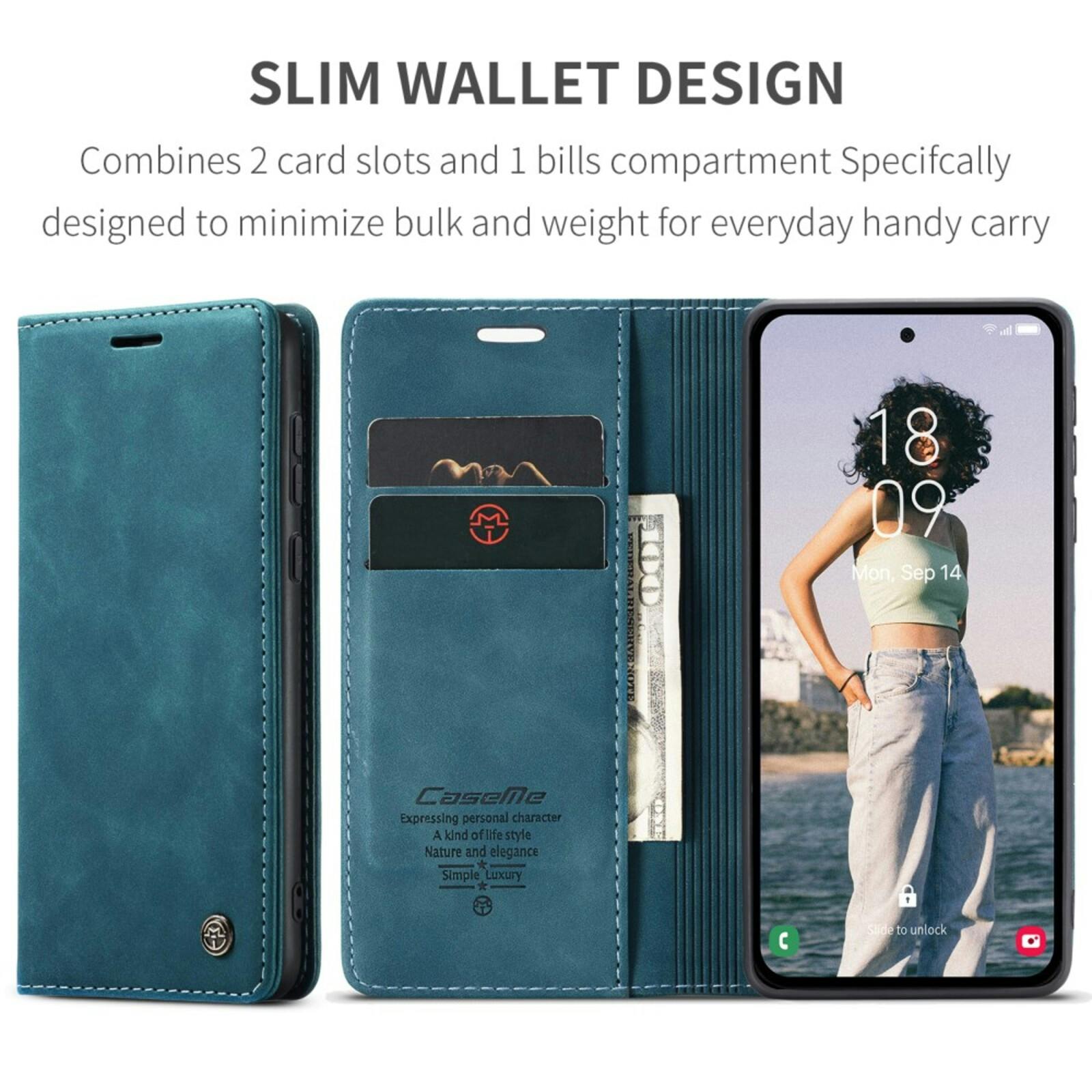 Caseme Samsung Galaxy A56 Business Bookcase Hoesje Blauw