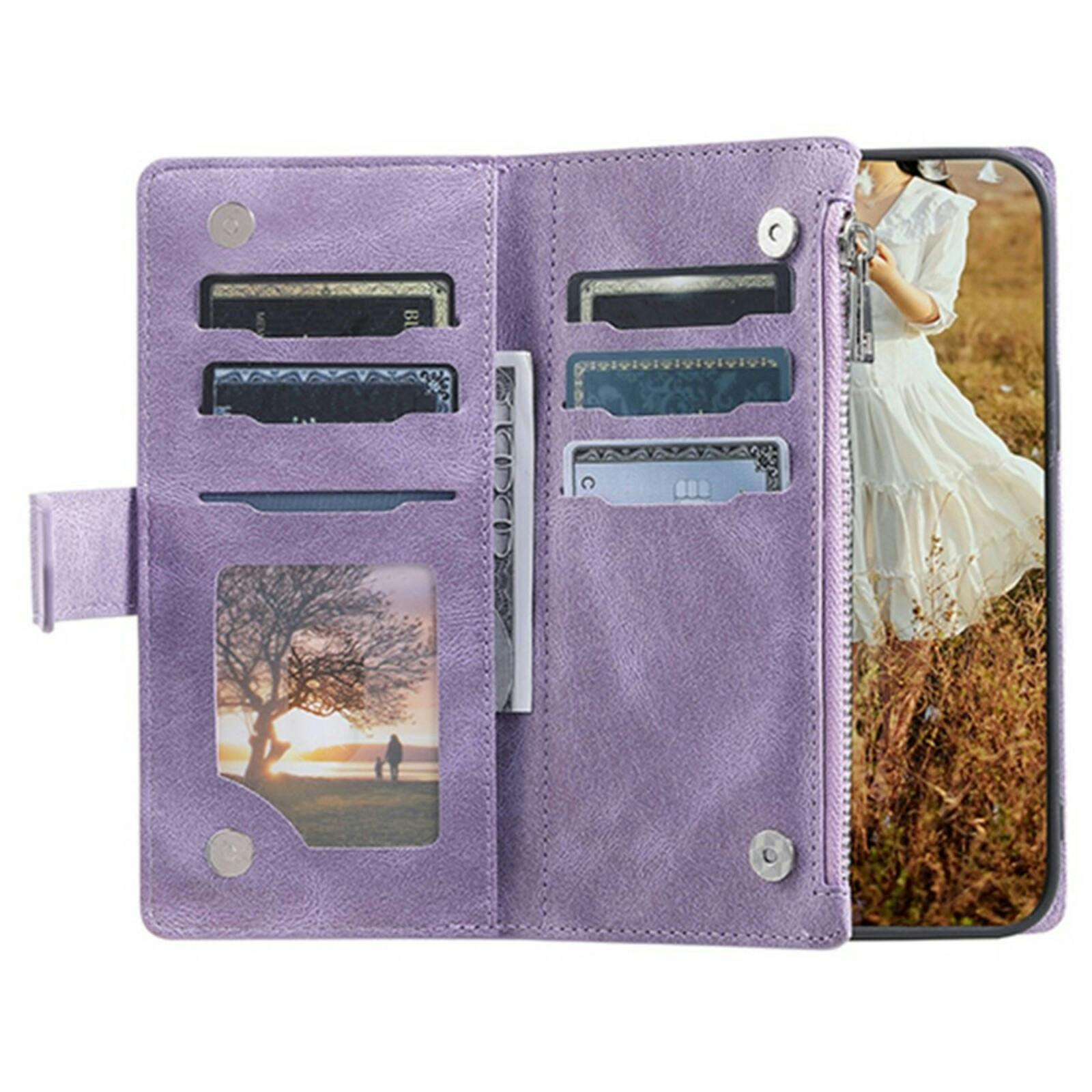 Comfycase Samsung Galaxy S23 Zipper Wallet Hoesje met Polskoord Paars