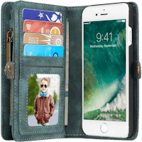 Caseme iPhone 8/SE Portemonnee Hoesje Alles-in-één Blauw Groen