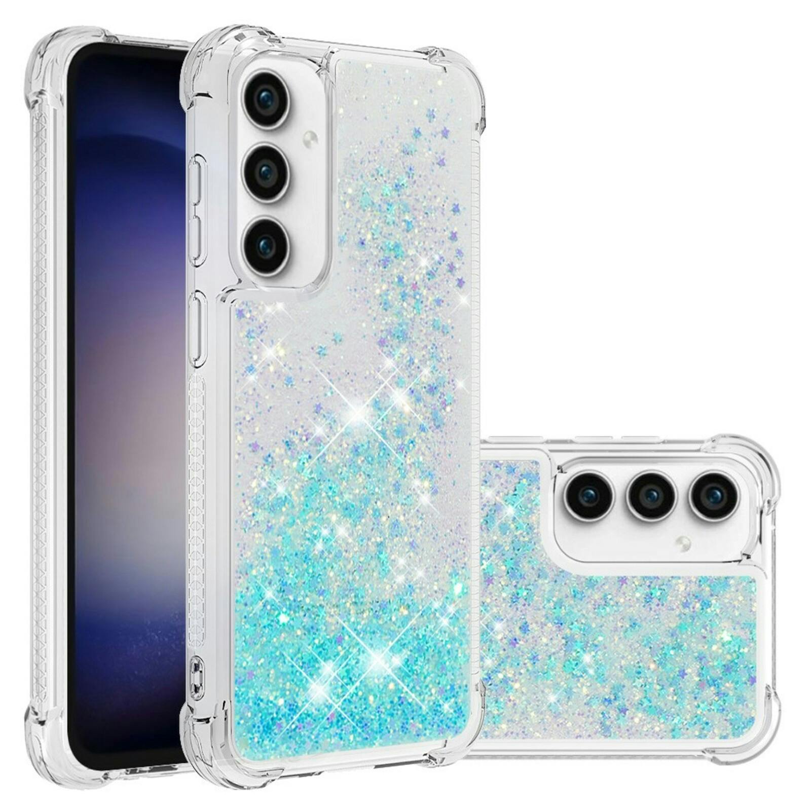 Mocaa Samsung S23 FE Valbestendig Glitter Hoesje Blauw
