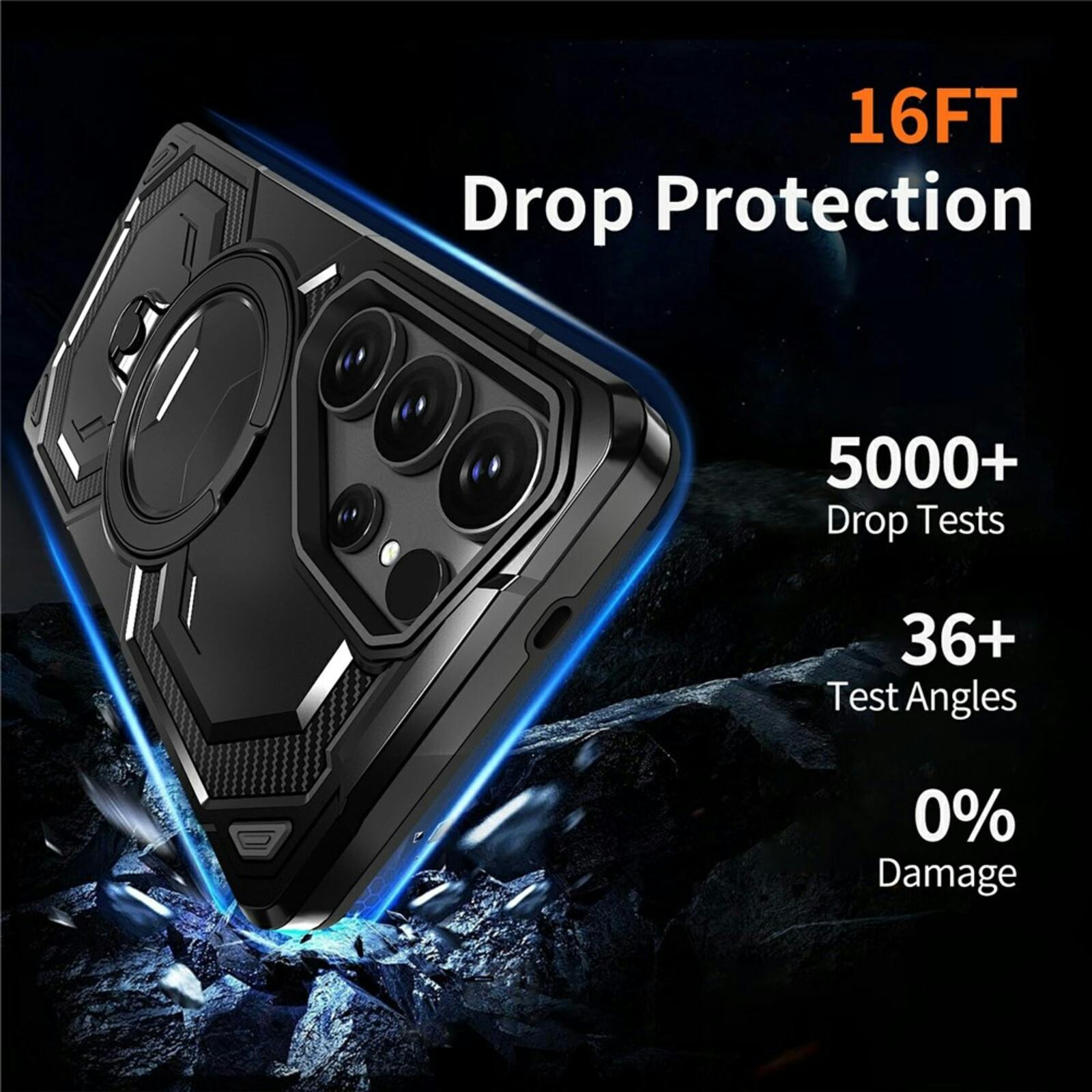 CaseBody Samsung Galaxy S26 Ultra Magnetic Kickstand Ring Hoesje Zwart