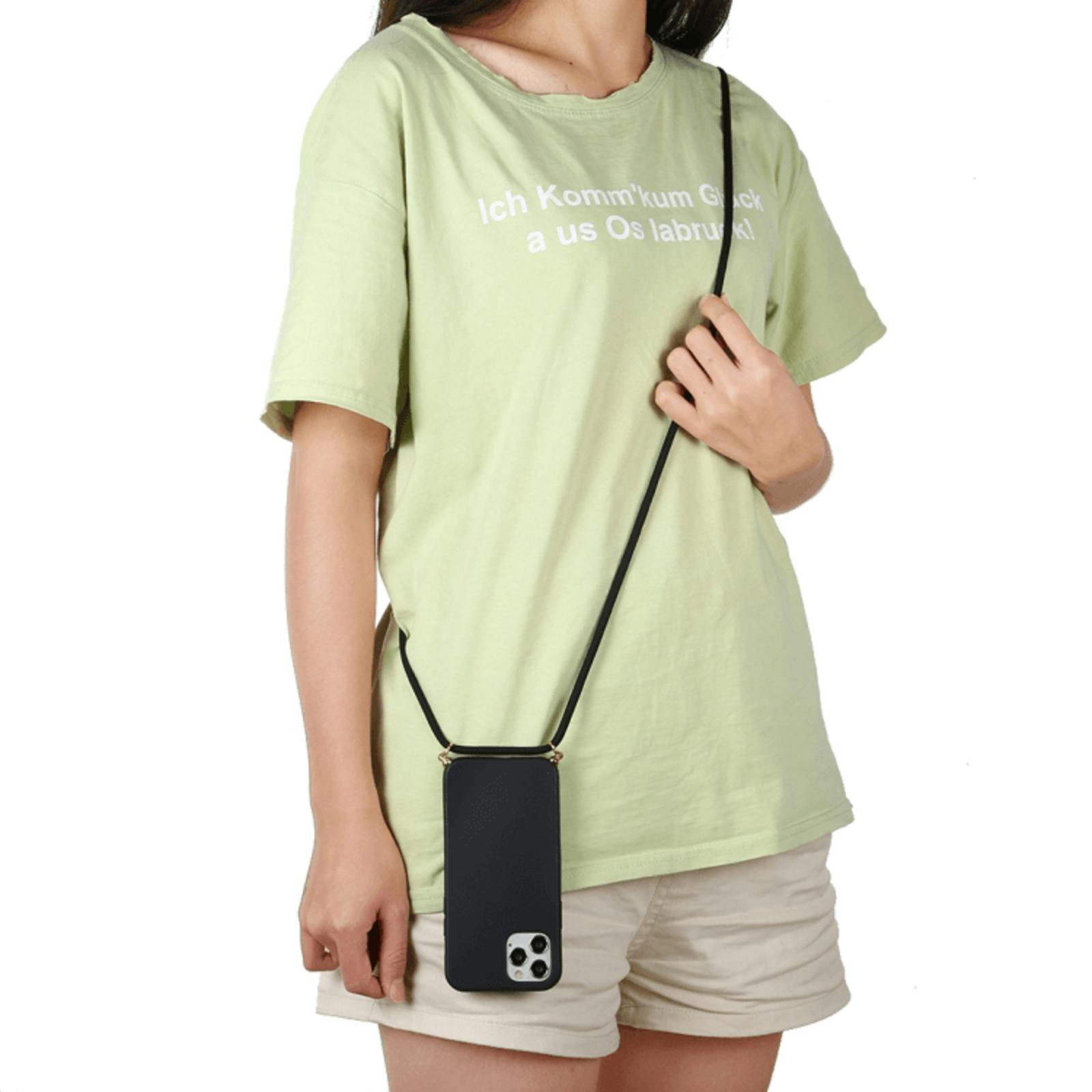 Mocaa iPhone 12 Pro Max Telefoonhoesje met Koord Zwart