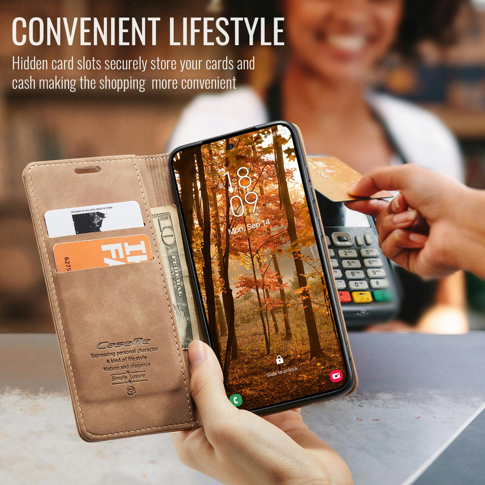 Caseme Samsung Galaxy S26 Business Bookcase Hoesje Bruin