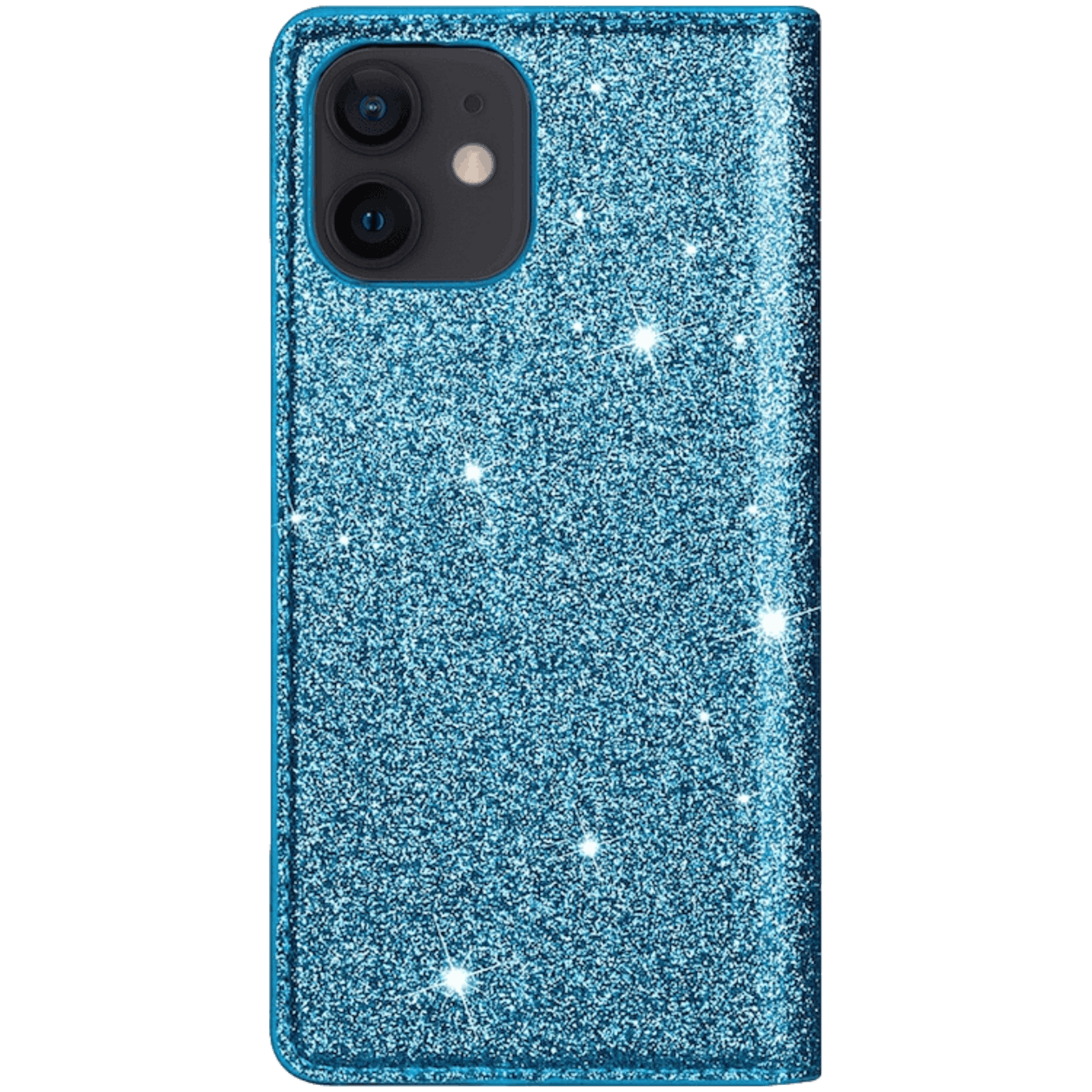 Comfycase iPhone 12 (Pro) Flash Powder Slim-Fit Flipcover Blauw