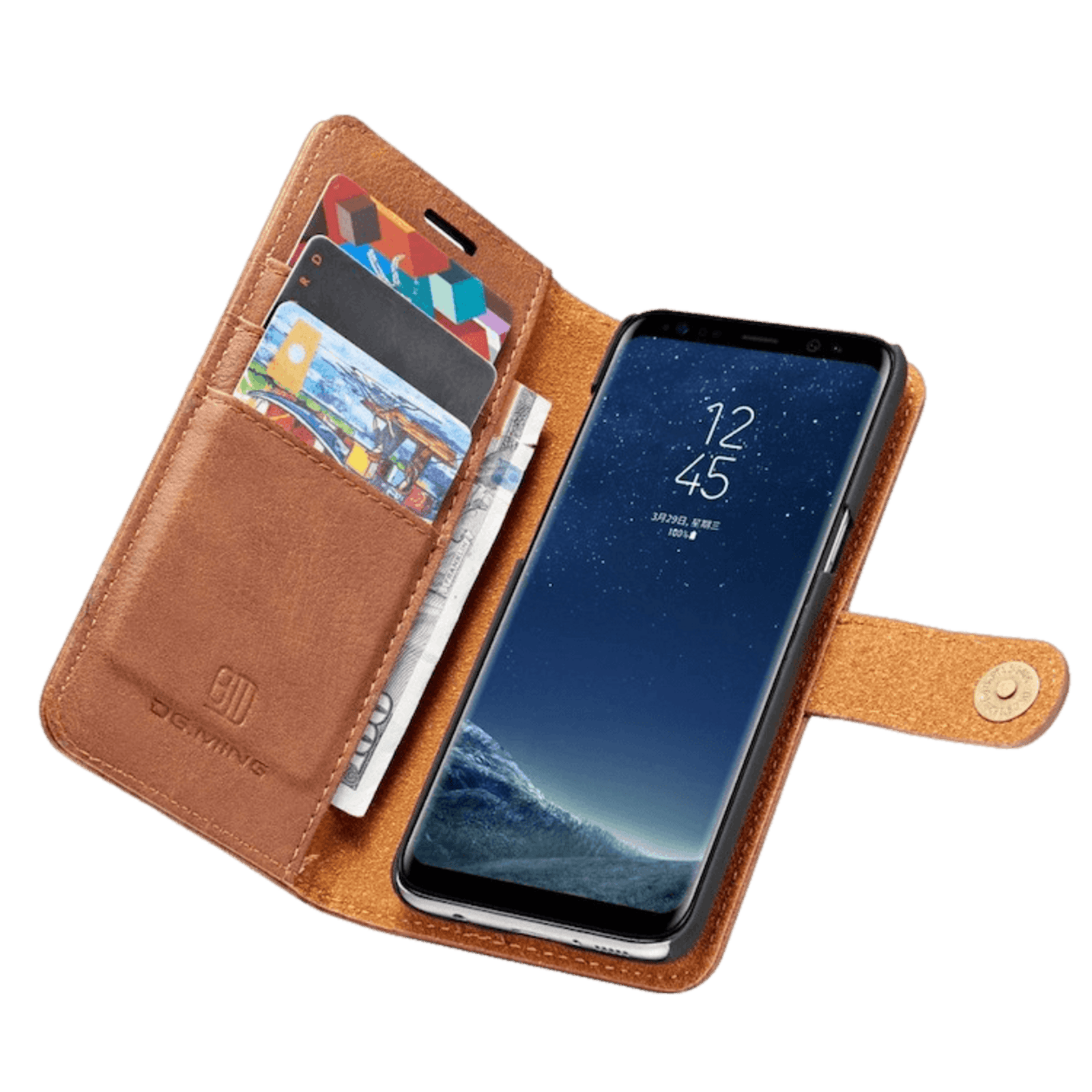 DG.MING Samsung Galaxy S8 Lederen 2-in-1 Wallet en Hoesje Bruin