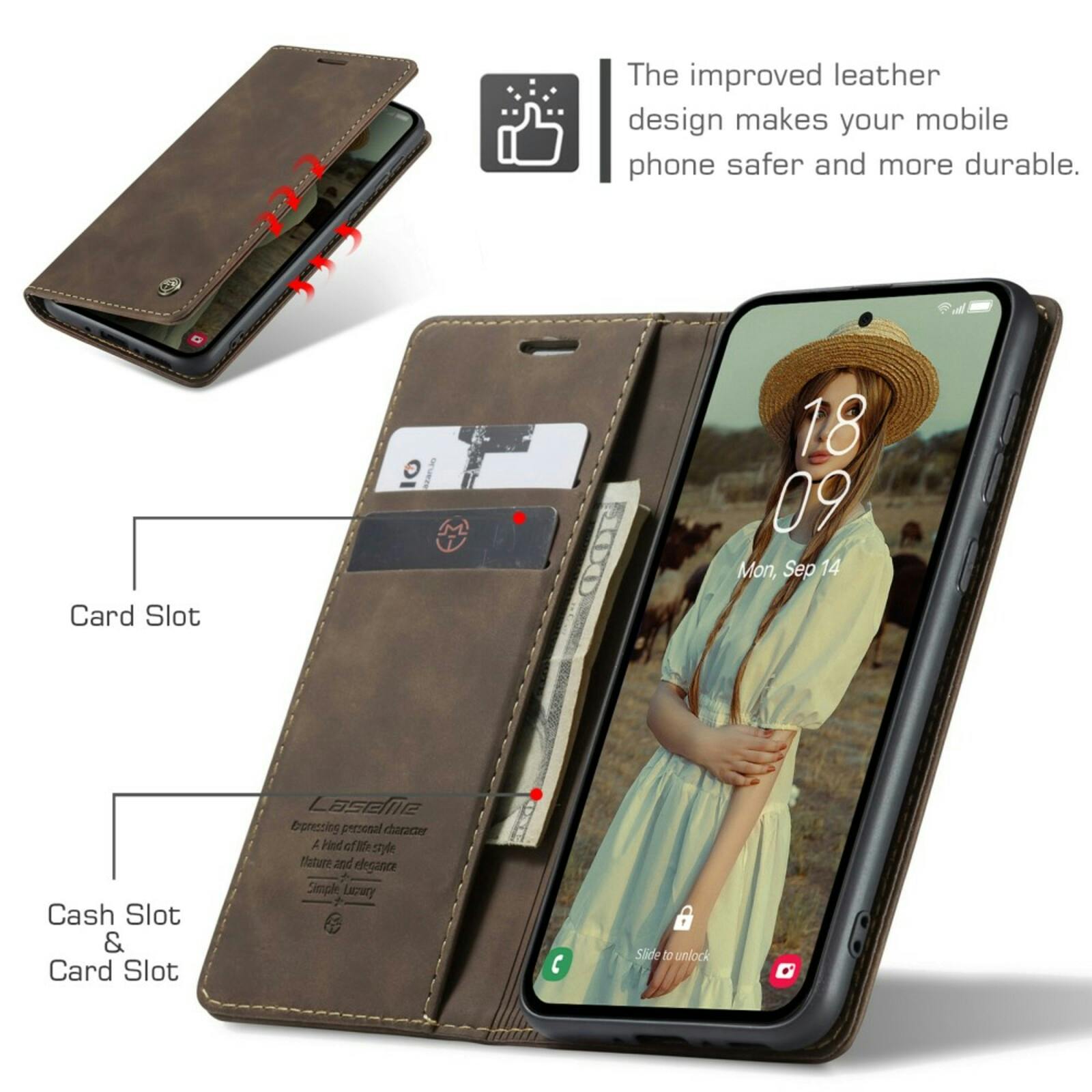 Caseme Samsung A35 Business Wallet Hoesje Bruin