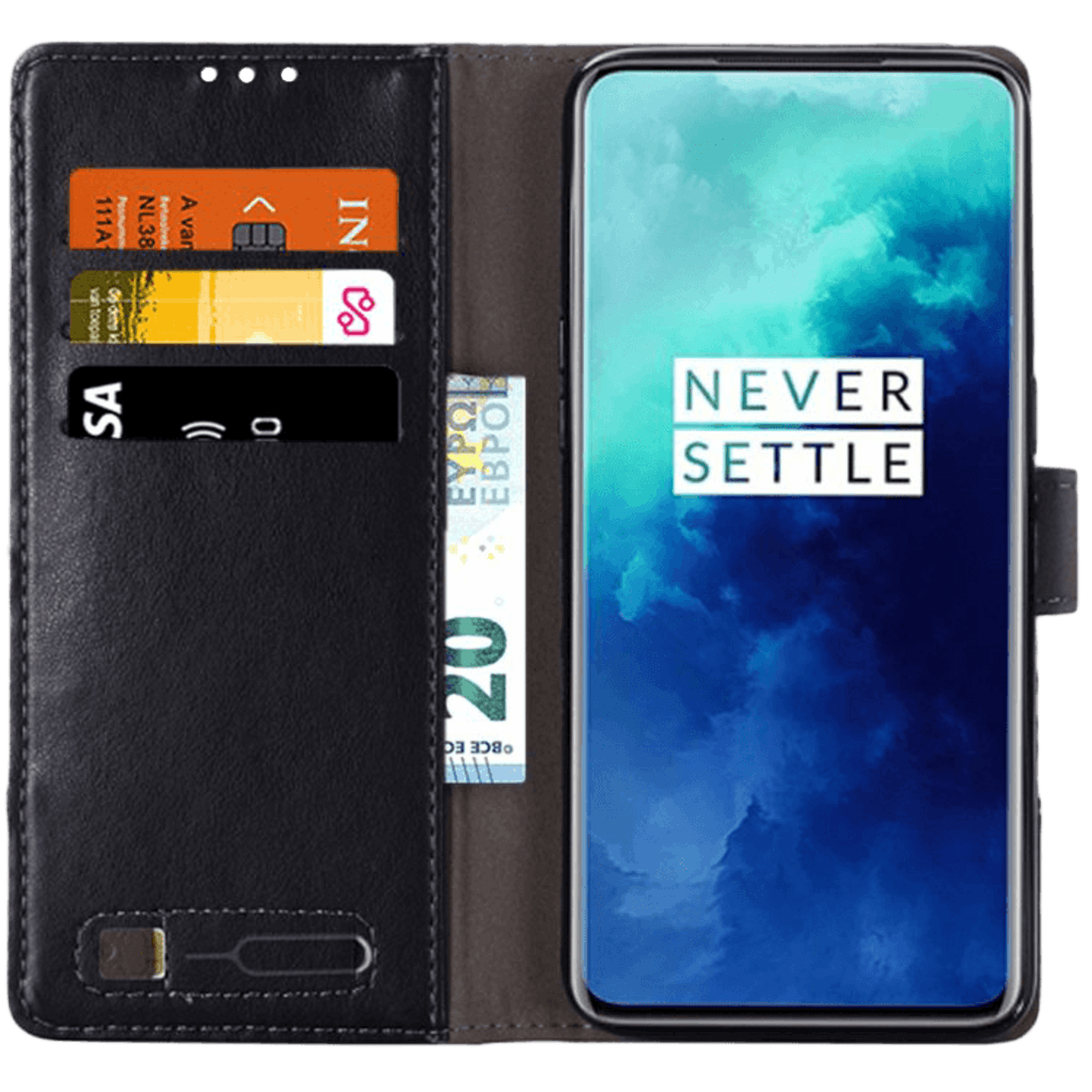 MUXMA OnePlus 7T Pro Bookcase Hoesje Zwart
