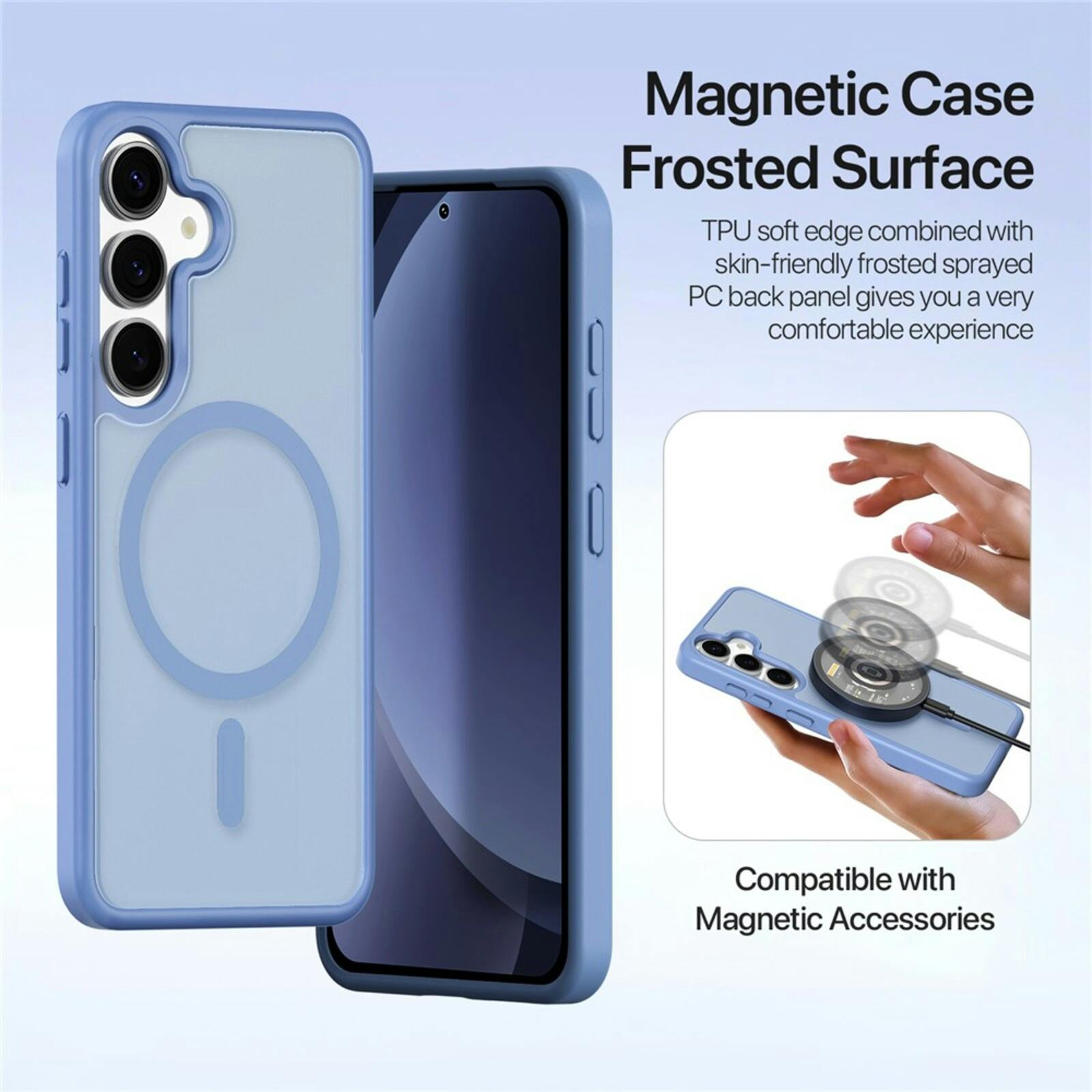 DUX DUCIS Samsung Galaxy S25 Premium 2-in-1 Bookcase met MagSafe Hoesje Lichtblauw