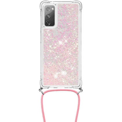 Mocaa Samsung Galaxy S20 FE Valbestendig Glitter Hoesje met Koord Roze
