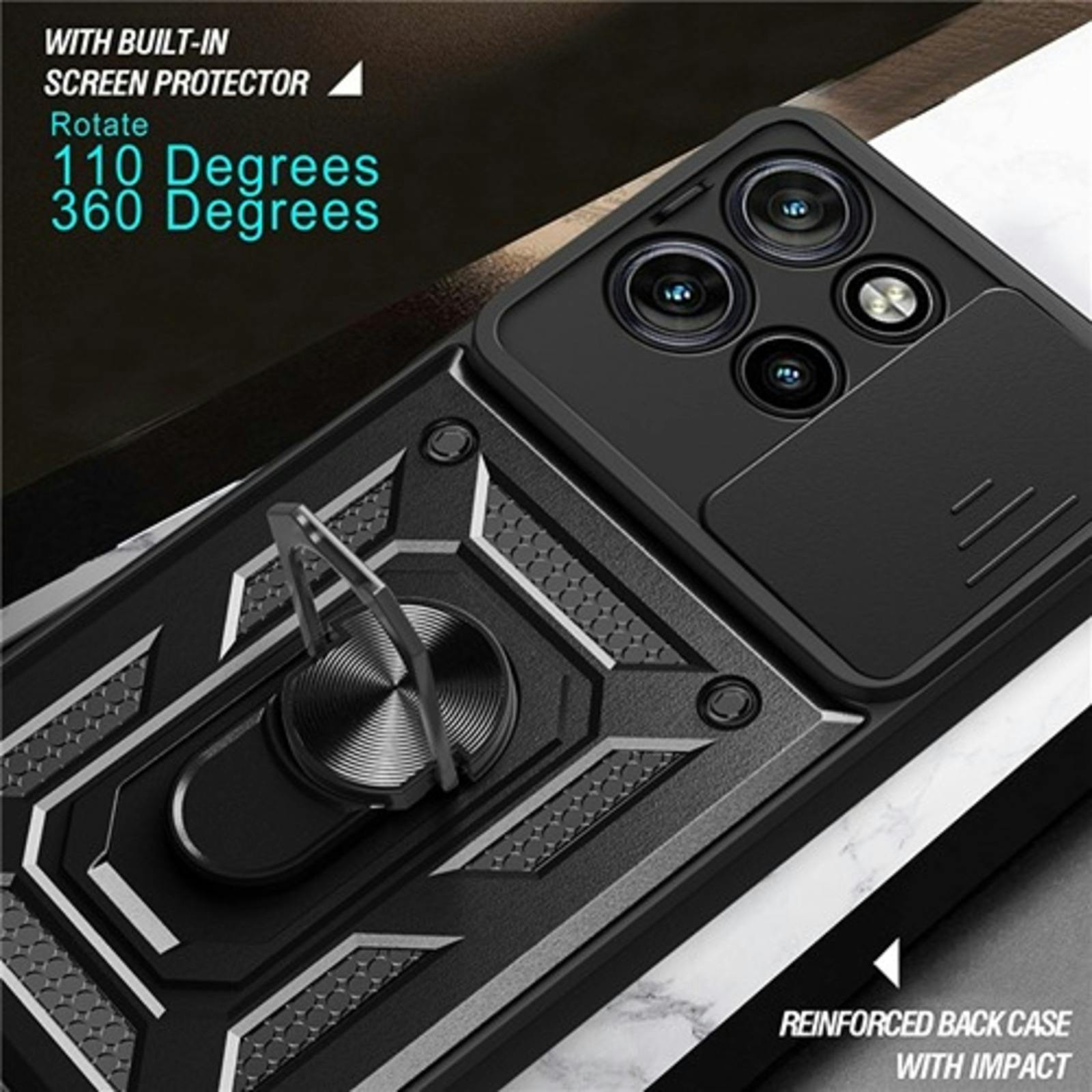 CaseBody Motorola Edge 50 Neo 5G Shield Case met Camera-schuif Zwart