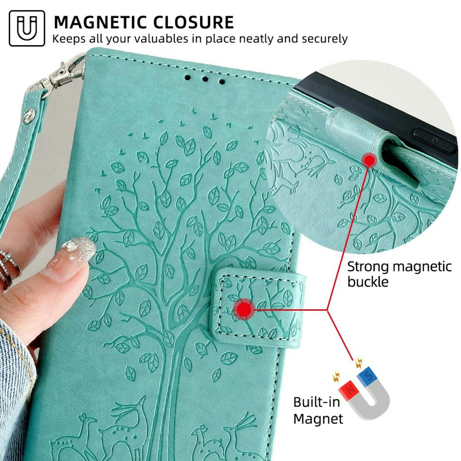 Mocaa Samsung Galaxy S23 Bookcase Gravure Hertjes Groen