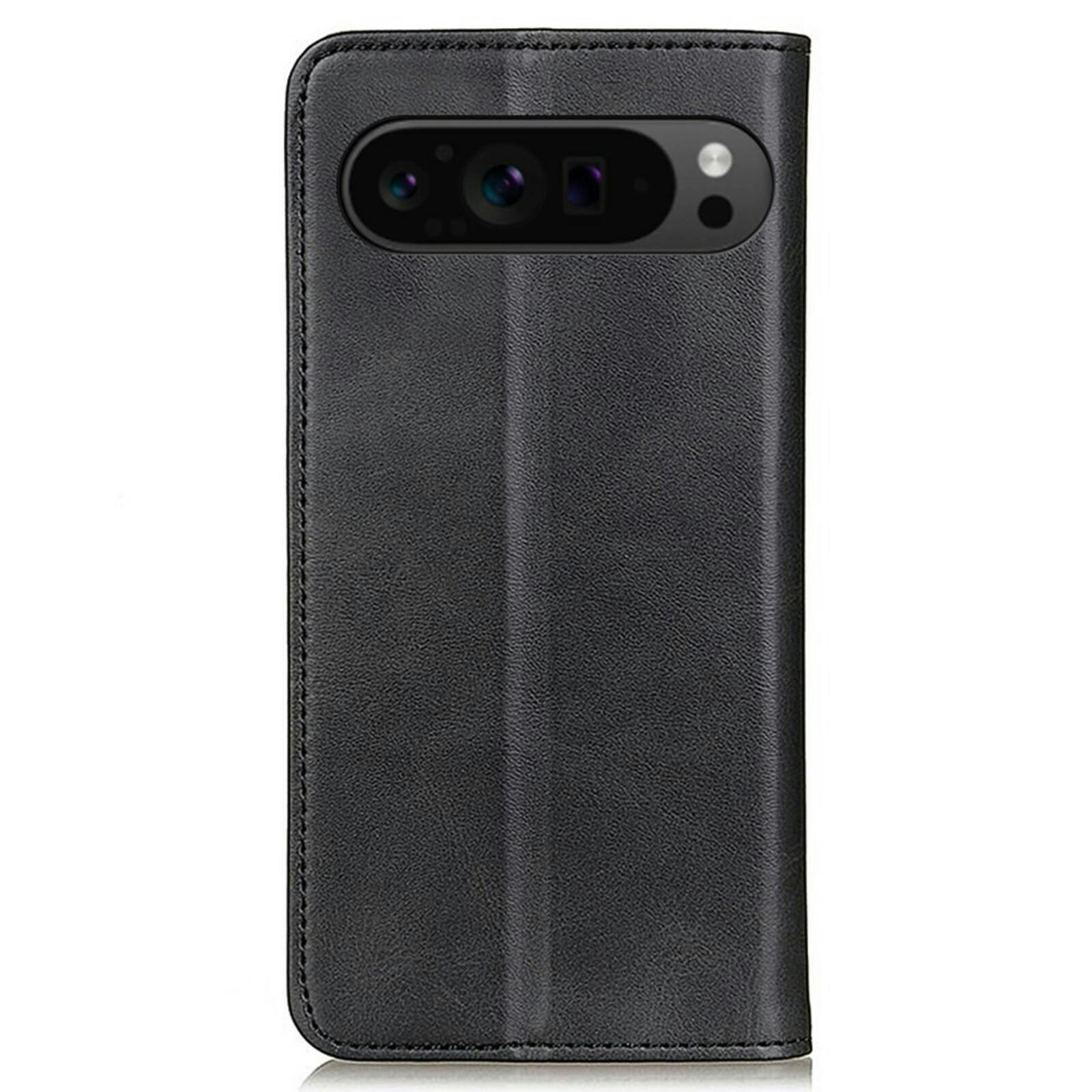 CaseBody Google Pixel 9 / Pixel 9 Pro Real Leather Wallet Hoesje Zwart