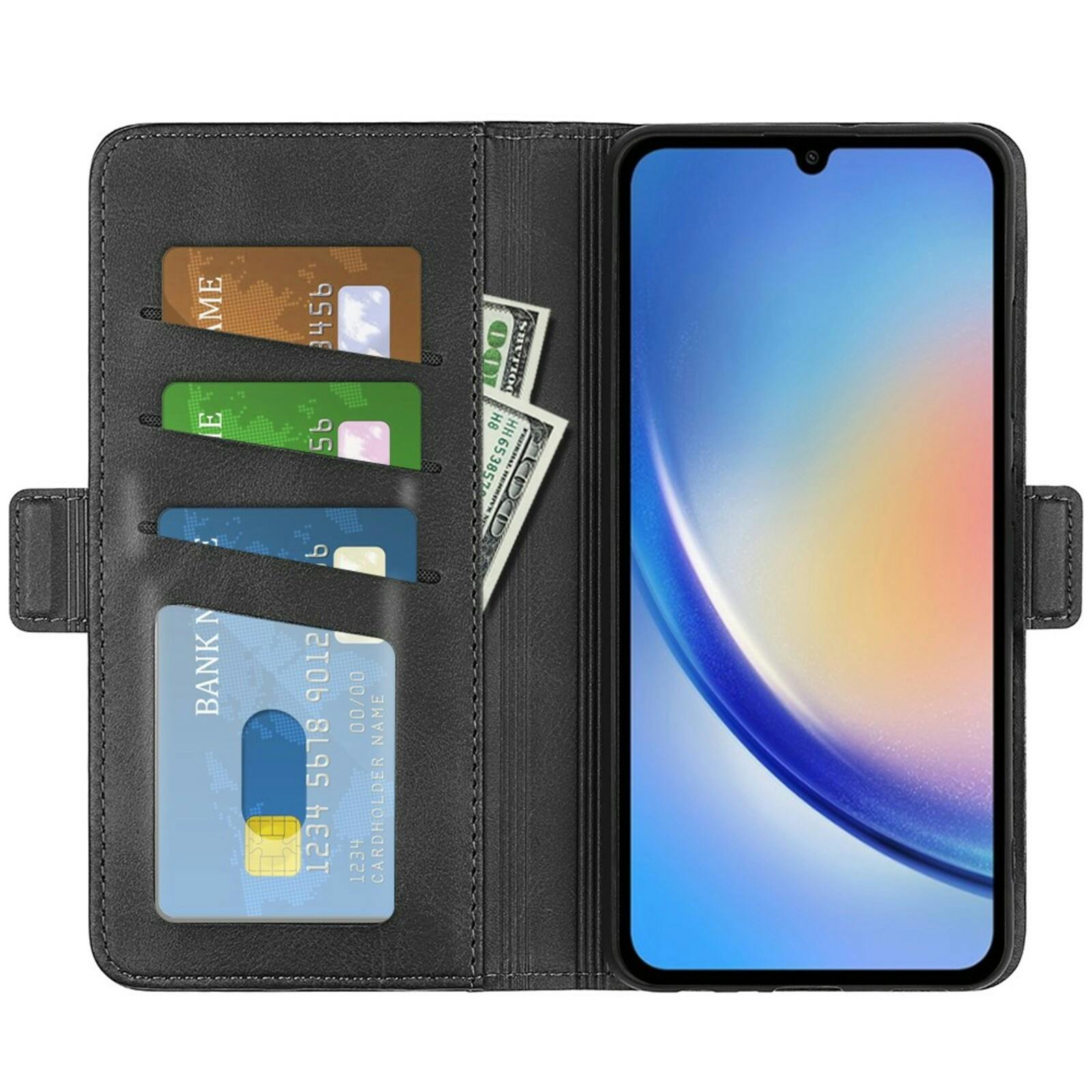 Comfycase Samsung Galaxy A35 Bookcase Hoesje Zwart