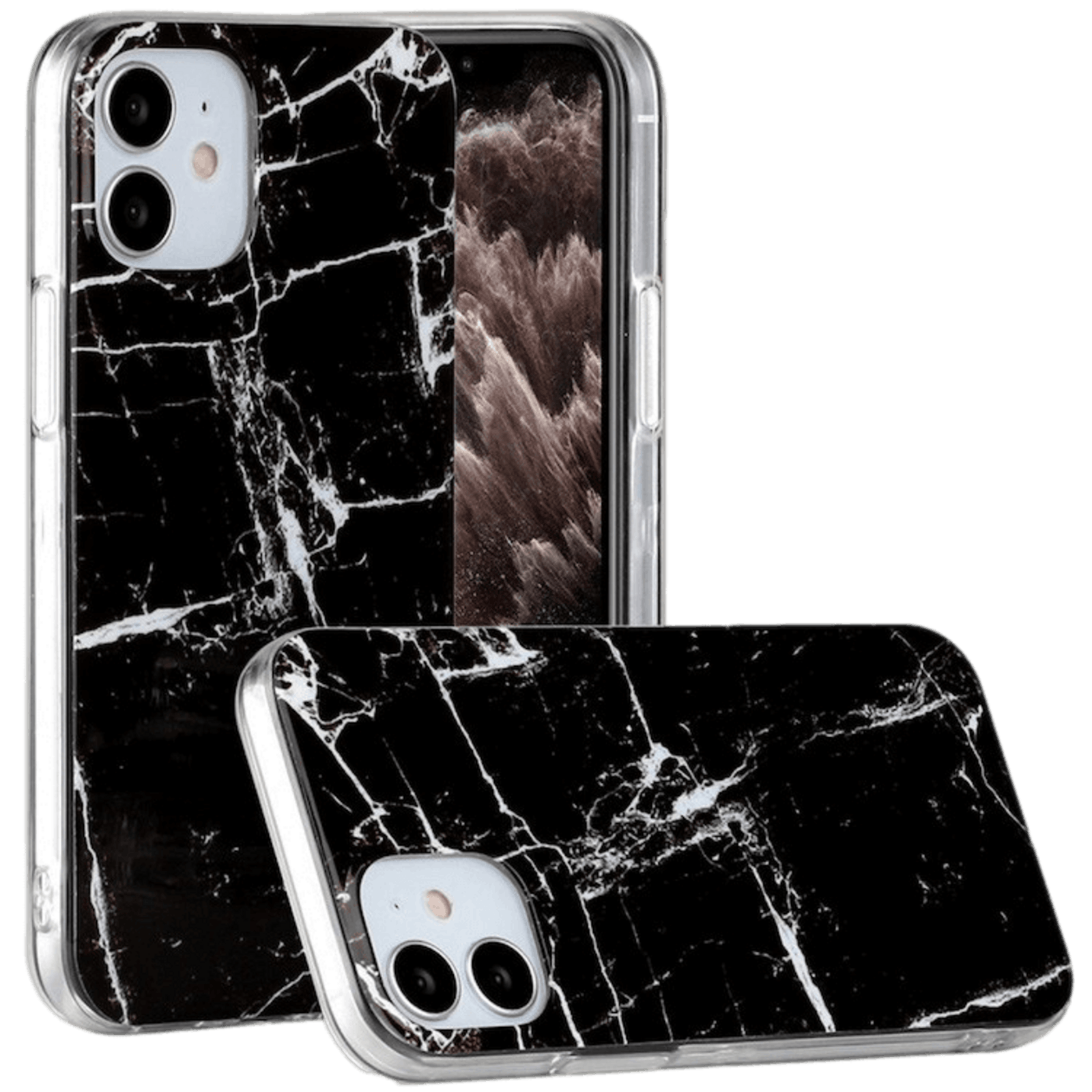 Mocaa Iphone 12 Mini Marmer Hoesje Zwart