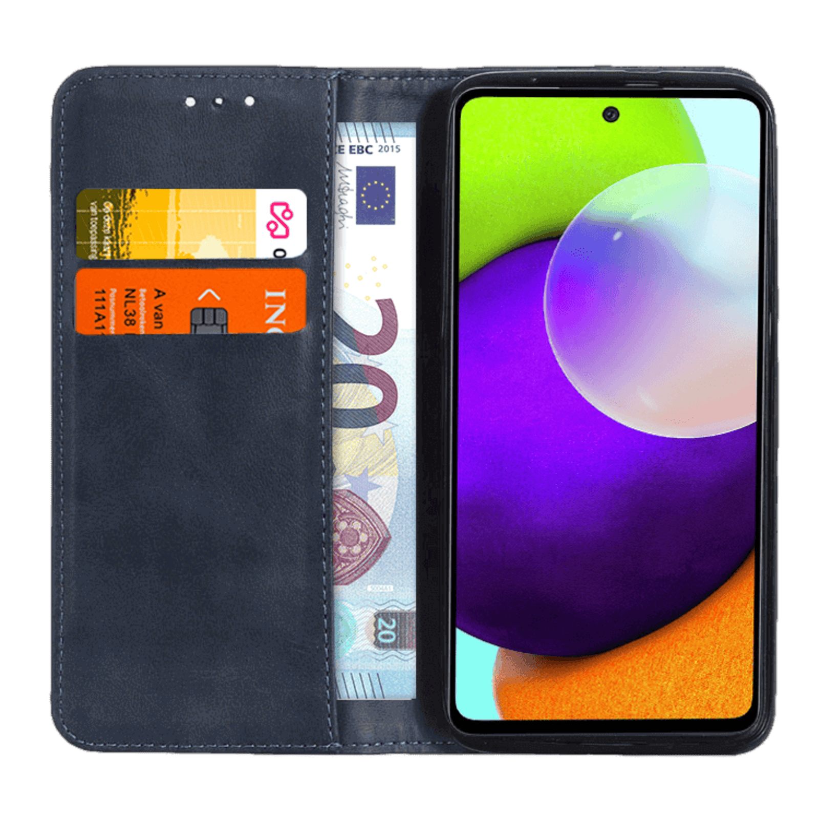 CaseBody Samsung Galaxy A53 Real Leather Wallet Hoesje Blauw