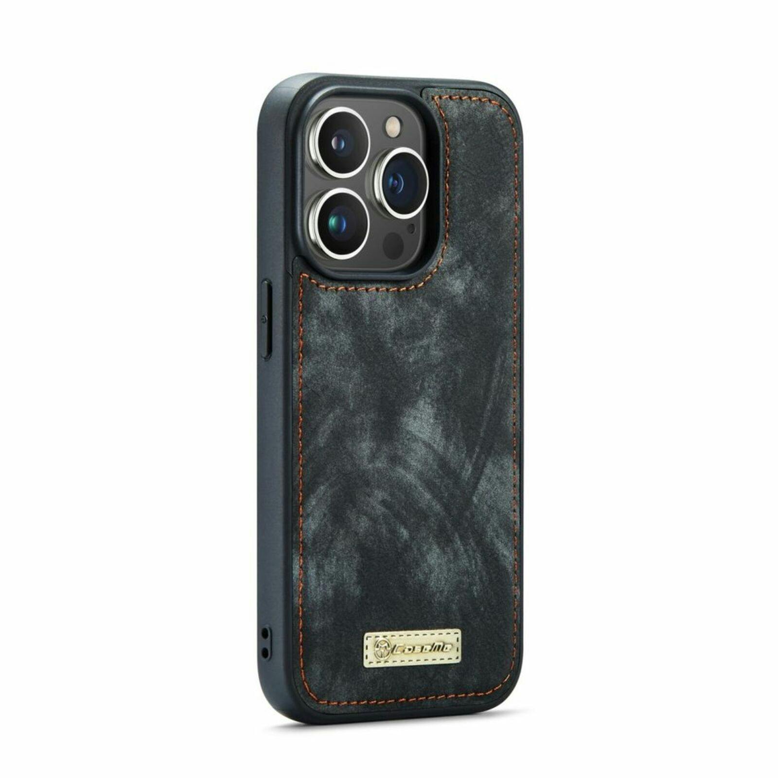 Caseme iPhone 15 Pro Vintage Portemonnee Hoesje Zwart