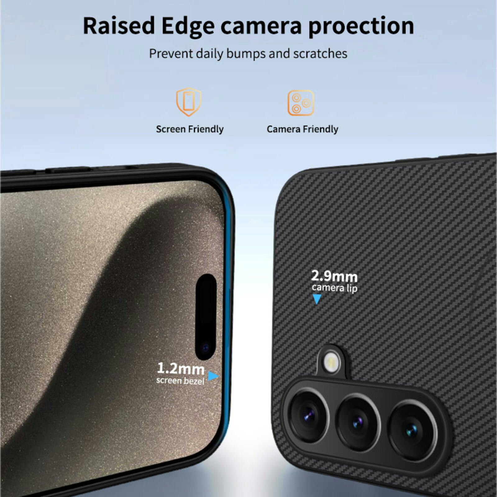 CaseBody Samsung Galaxy A57 Carbon Fiber Magnetic Hoesje Zwart