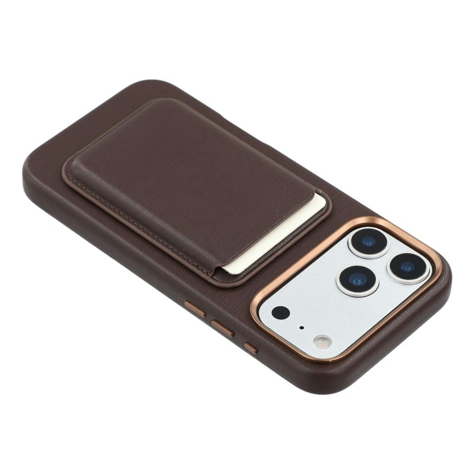Comfycase iPhone 17 Pro / 18 Pro Biologisch Leren Magnetische Back Cover met Kaarthouder Bruin