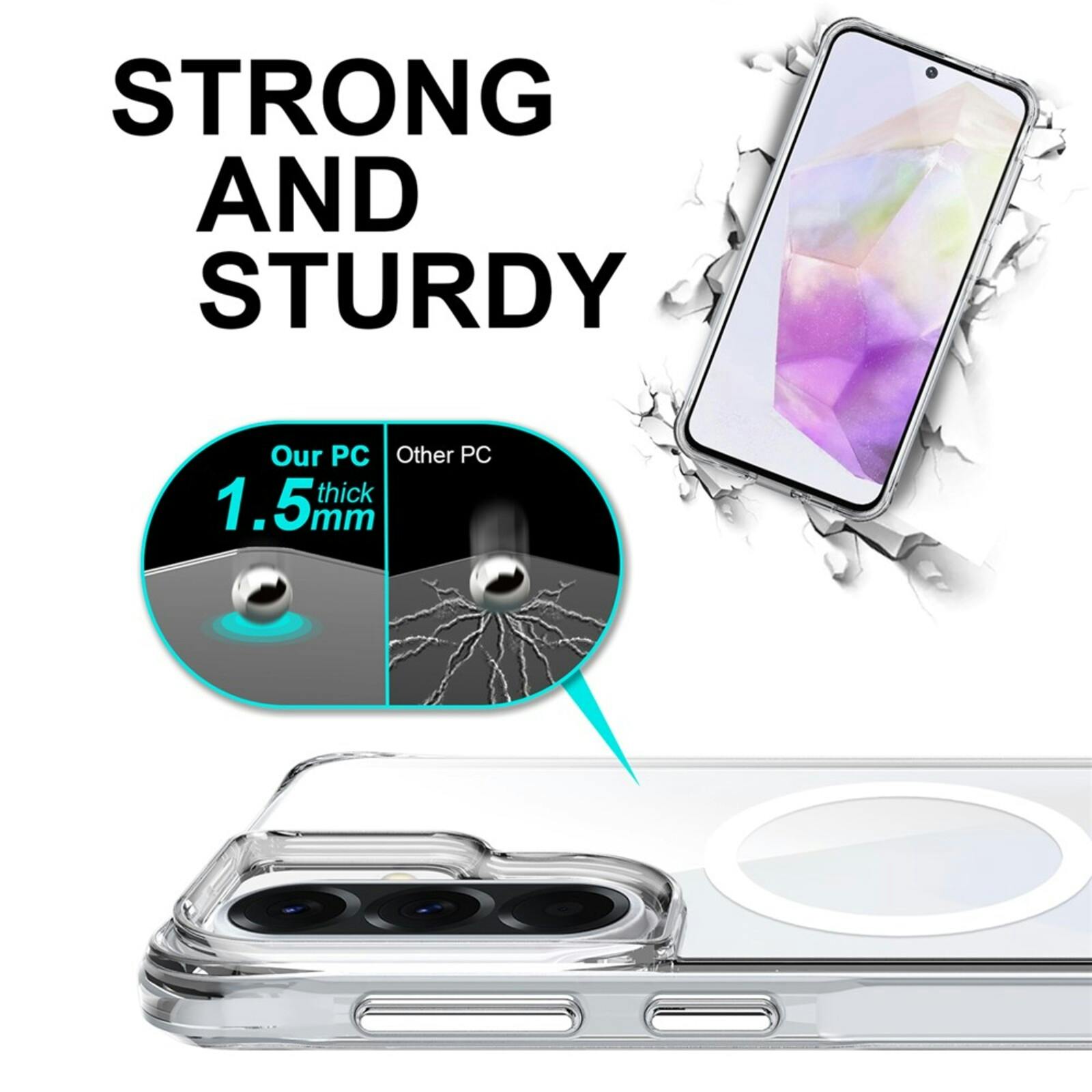 CaseBody Samsung Galaxy A57 Magnetic Clear Case Transparant