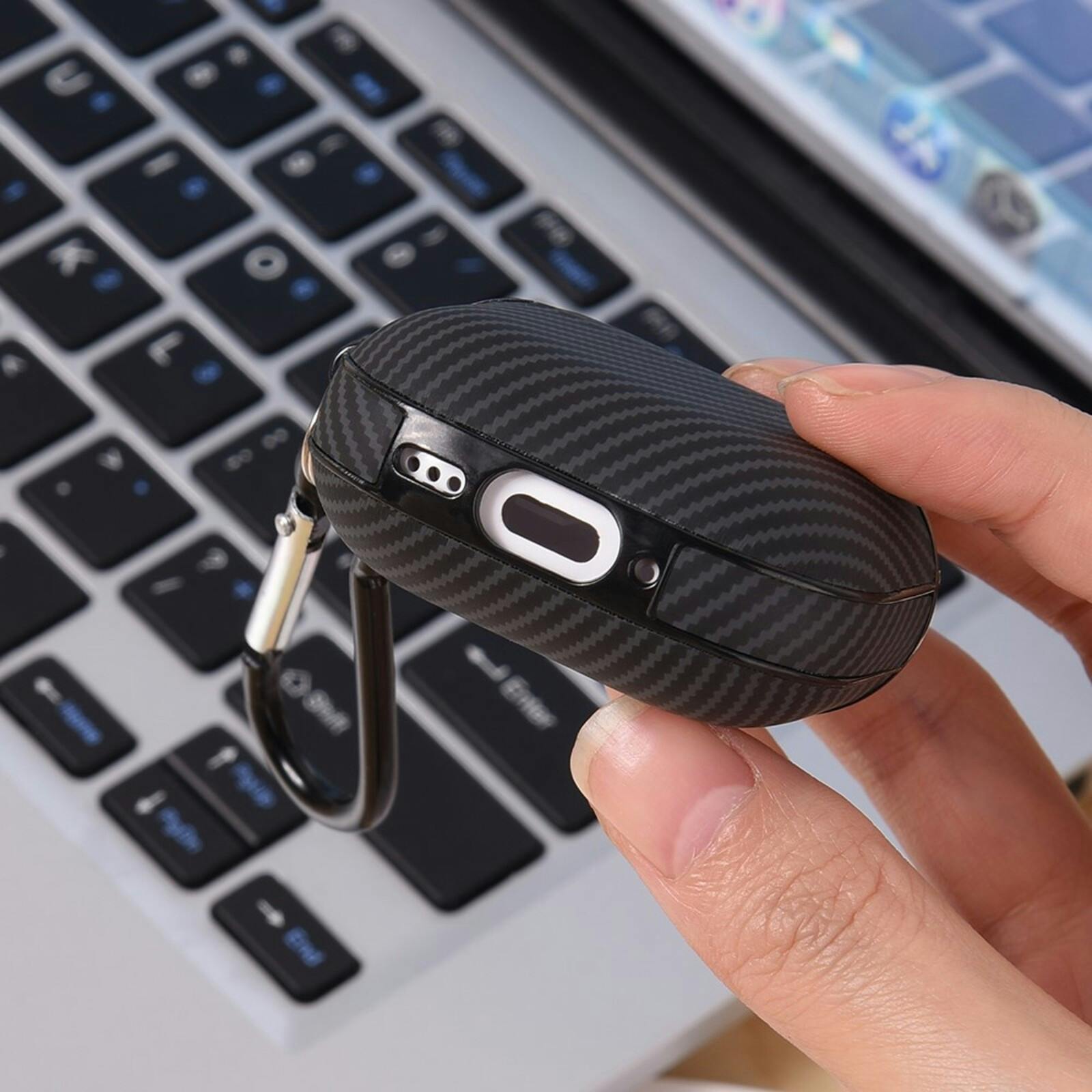 CaseBody AirPods 4 Carbon Hoesje met Haak Zwart