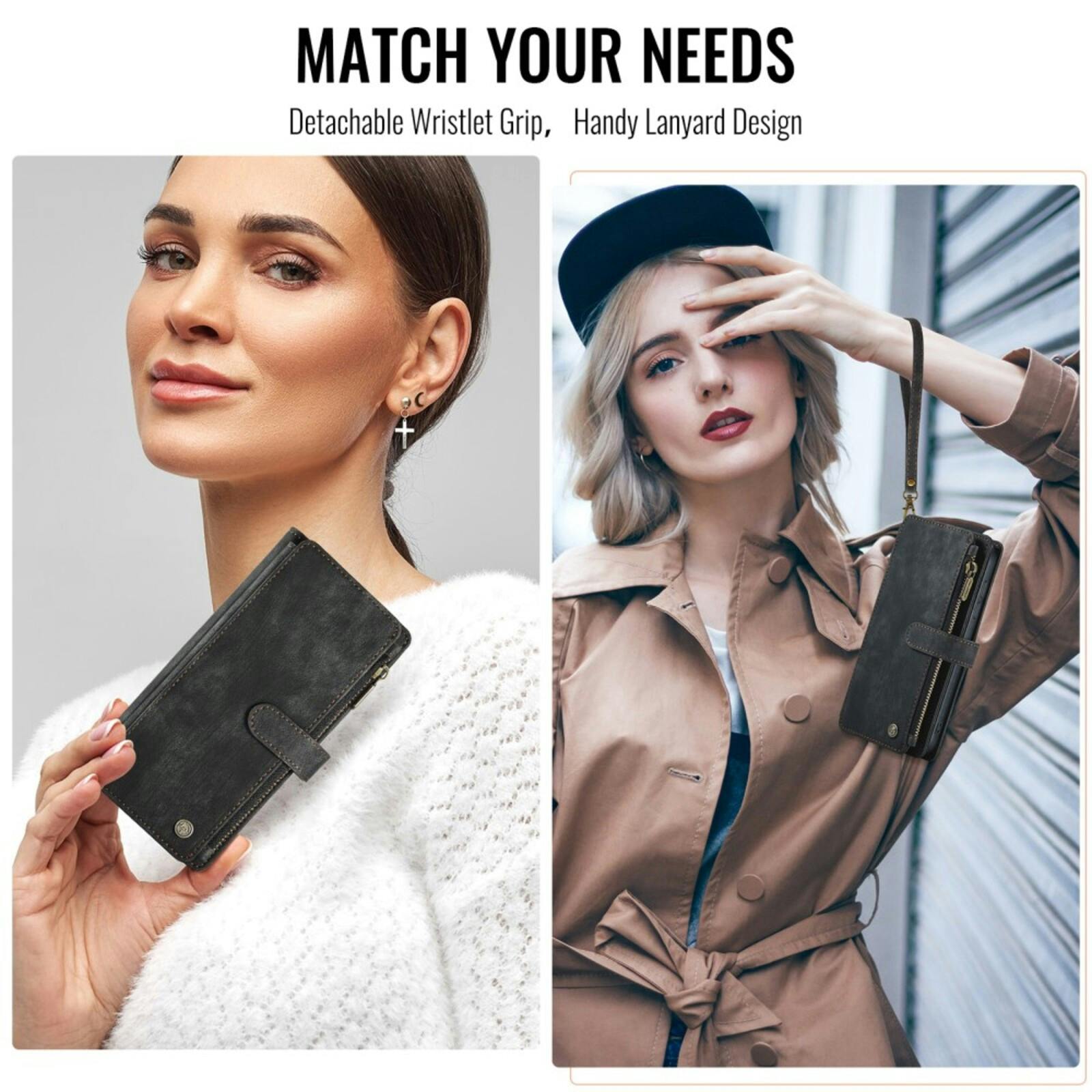 Caseme Samsung Galaxy A56 Vintage Wallet Hoesje Zwart