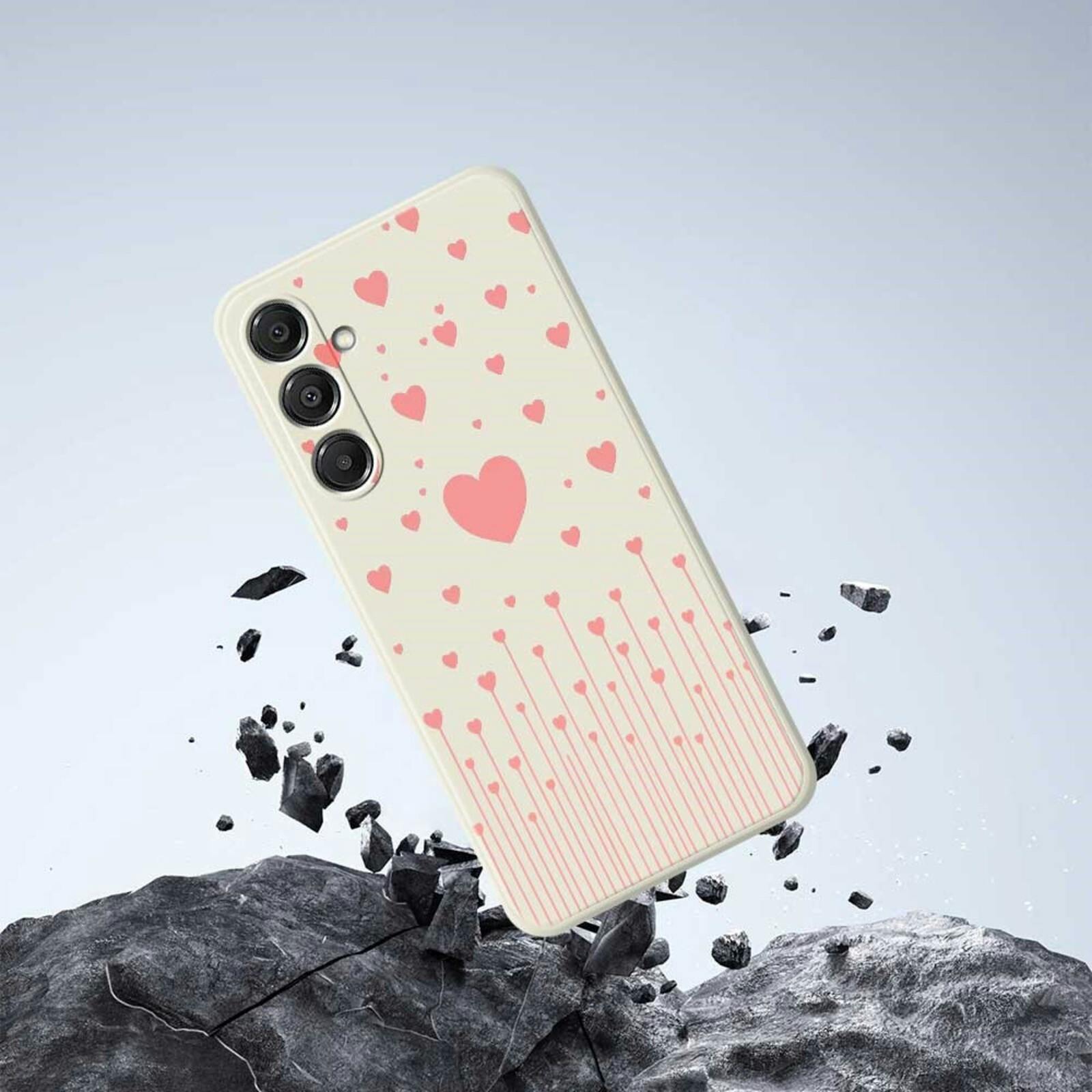 Mocaa Samsung Galaxy A57 Beschermhoesje Hartjes Wit