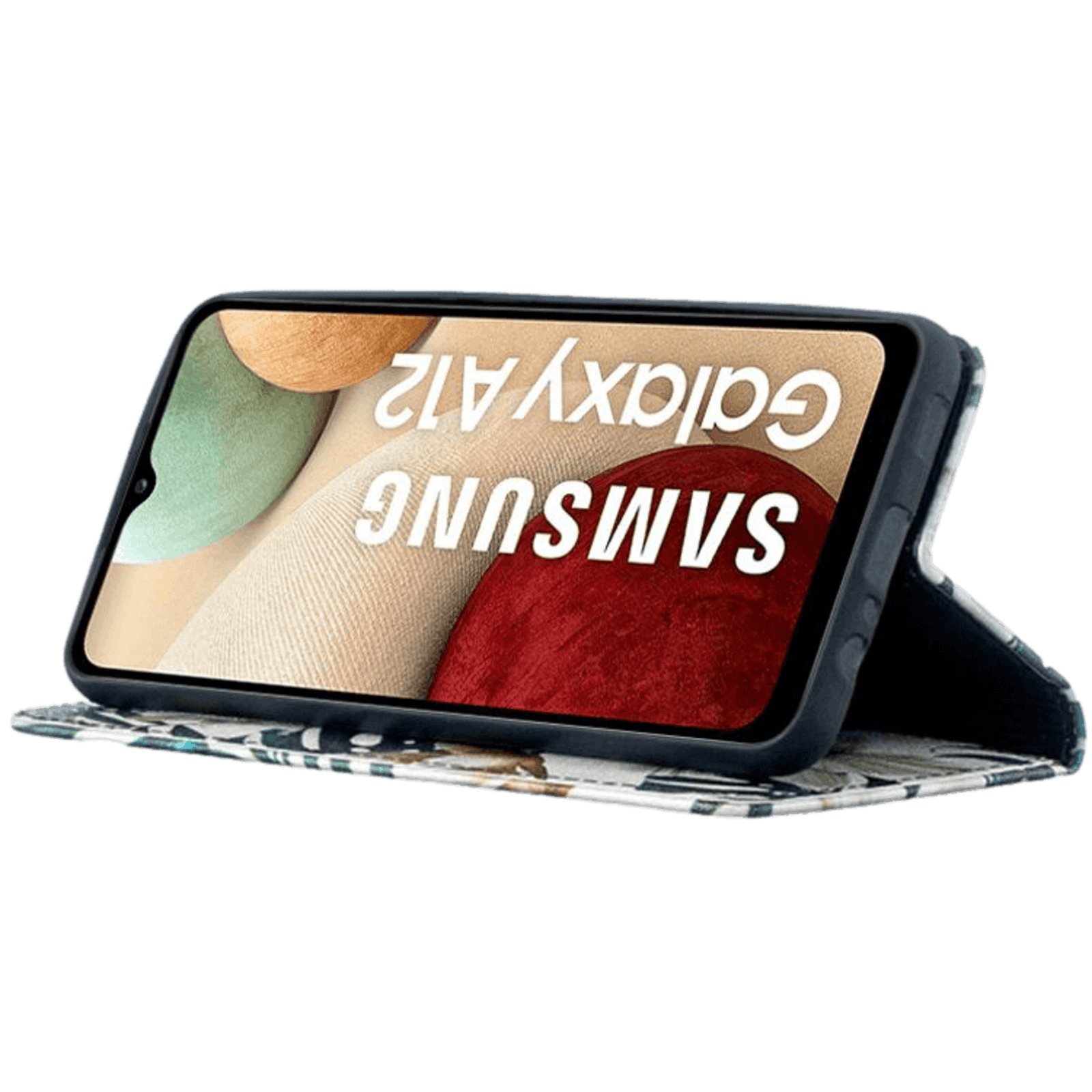 Mocaa Samsung Galaxy A12 Magnetisch Floral Bookcase Hoesje Meerkleurig