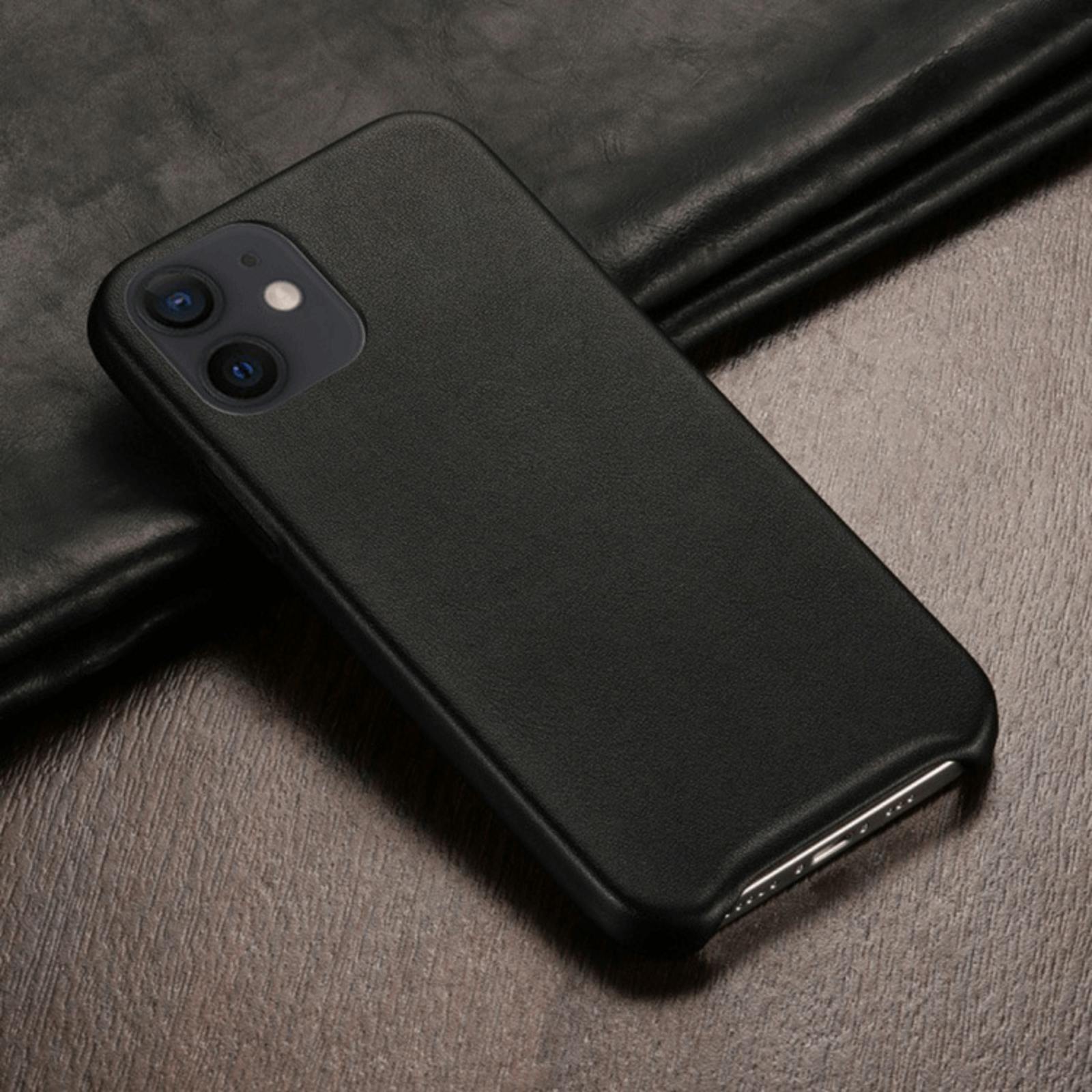 Mocaa Iphone 12 Mini Slim-Fit Hoesje Lederlook Zwart