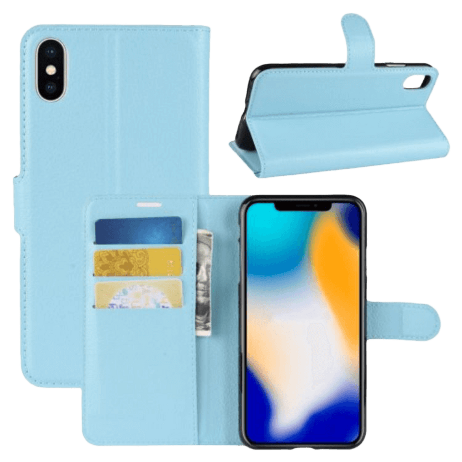 Mocaa iPhone Xs Max Portemonnee Hoesje Pasjes Blauw