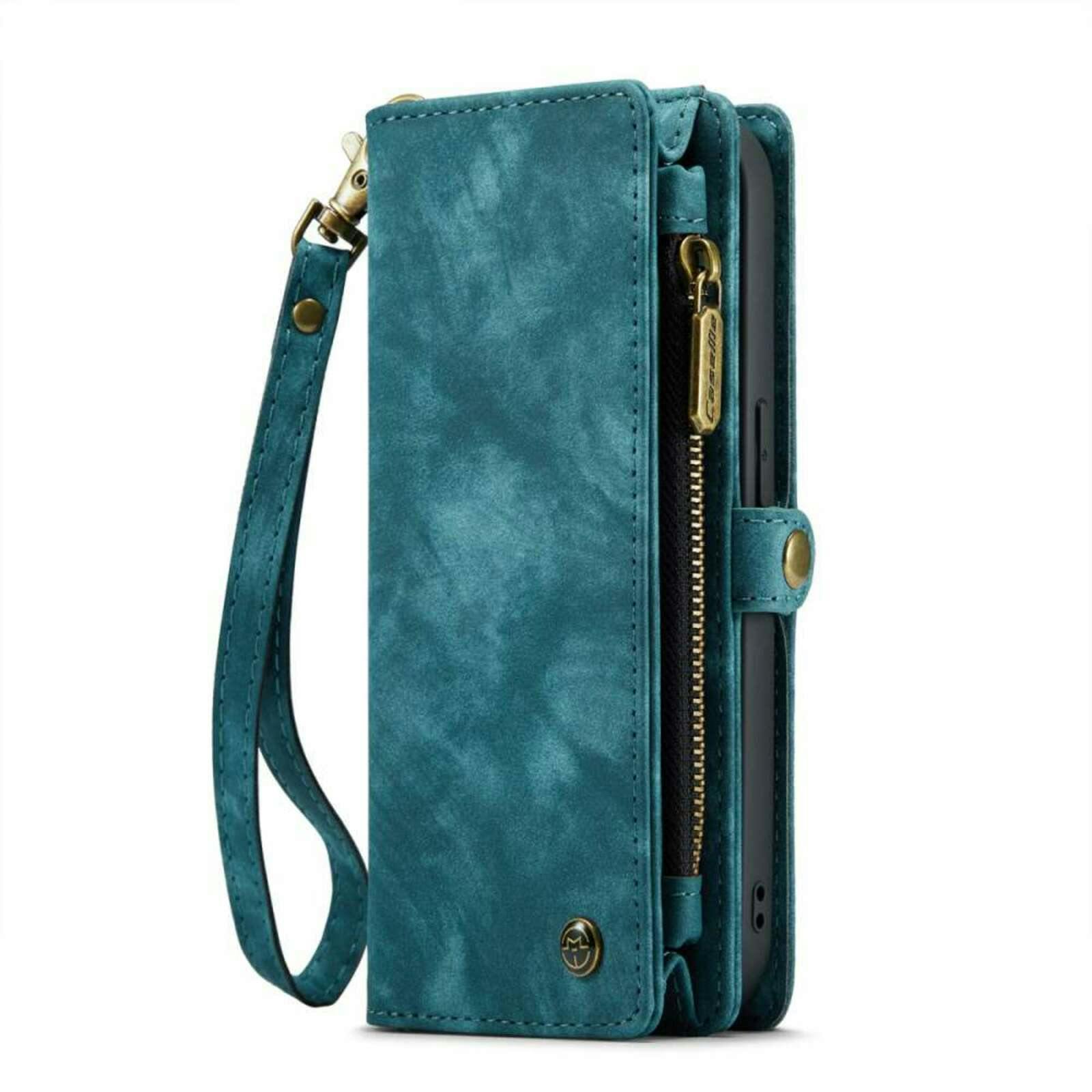 Caseme iPhone 14 Pro Vintage Portemonnee Hoesje Blauw