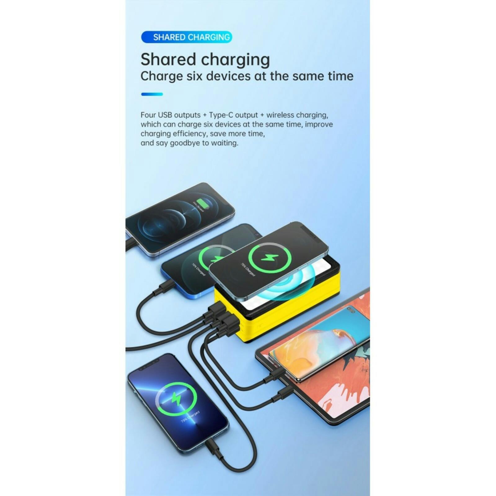 PSOOO 40.000mAh Fast Charging Outdoor Powerbank Geel 40.000 mAh