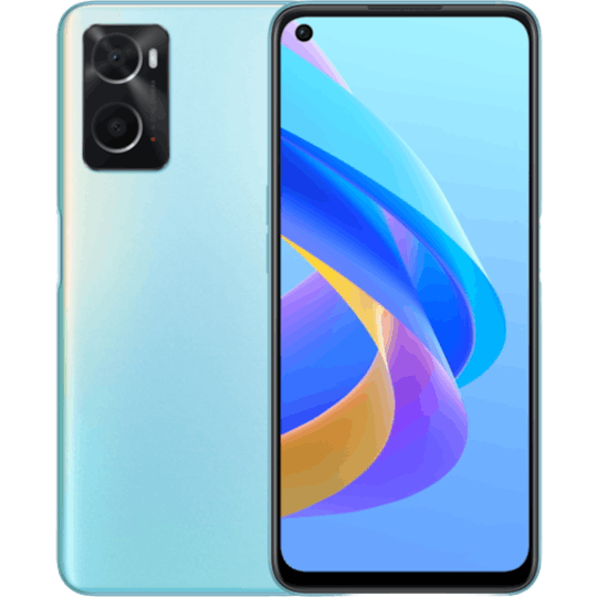 OPPO A76 Glowing Blue - Voorkant & achterkant