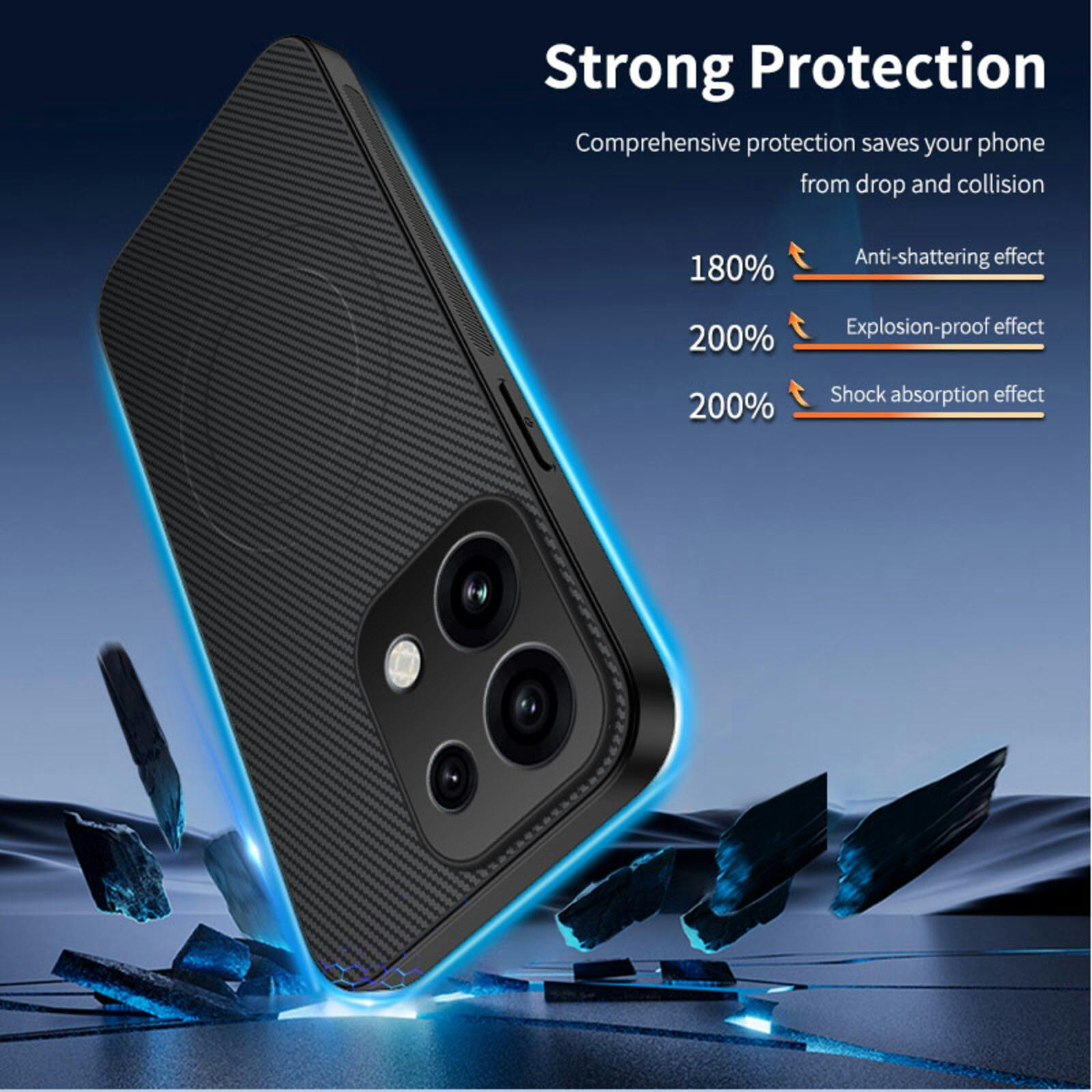 CaseBody OPPO Reno16 F 5G Carbon Fiber Magnetic Hoesje Zwart