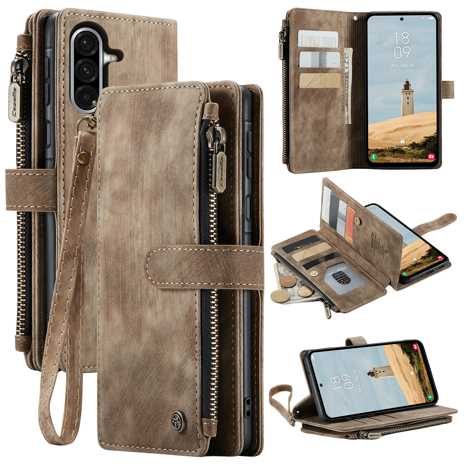 Caseme Samsung Galaxy A57 Vintage Wallet Hoesje Bruin
