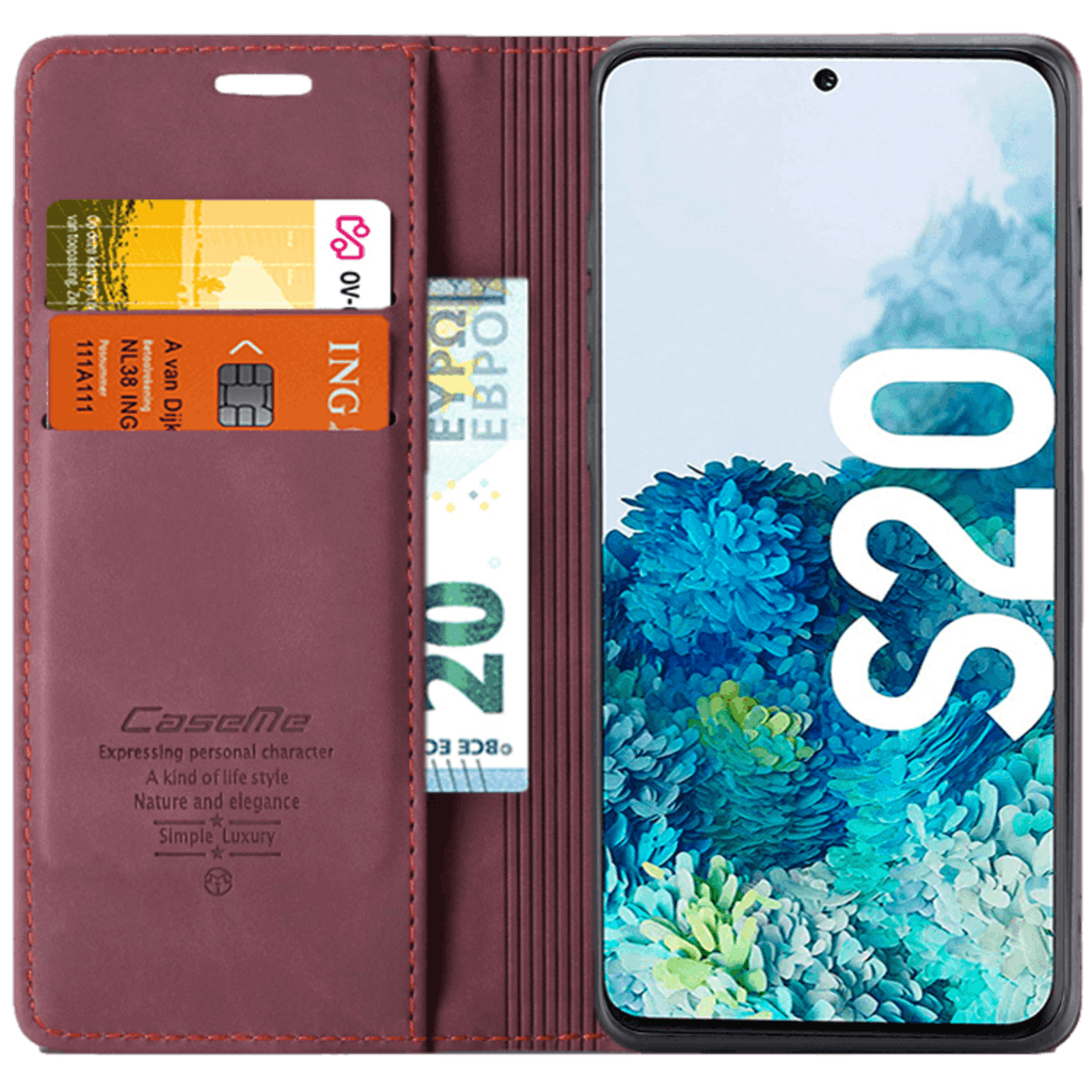 Caseme Samsung Galaxy S20 Business Wallet Bookcase Hoesje Rood