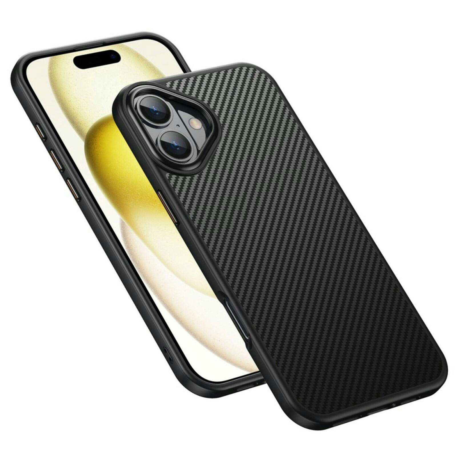 Mocaa iPhone 16 Slim Carbon Pantser MagSafe Case Zwart