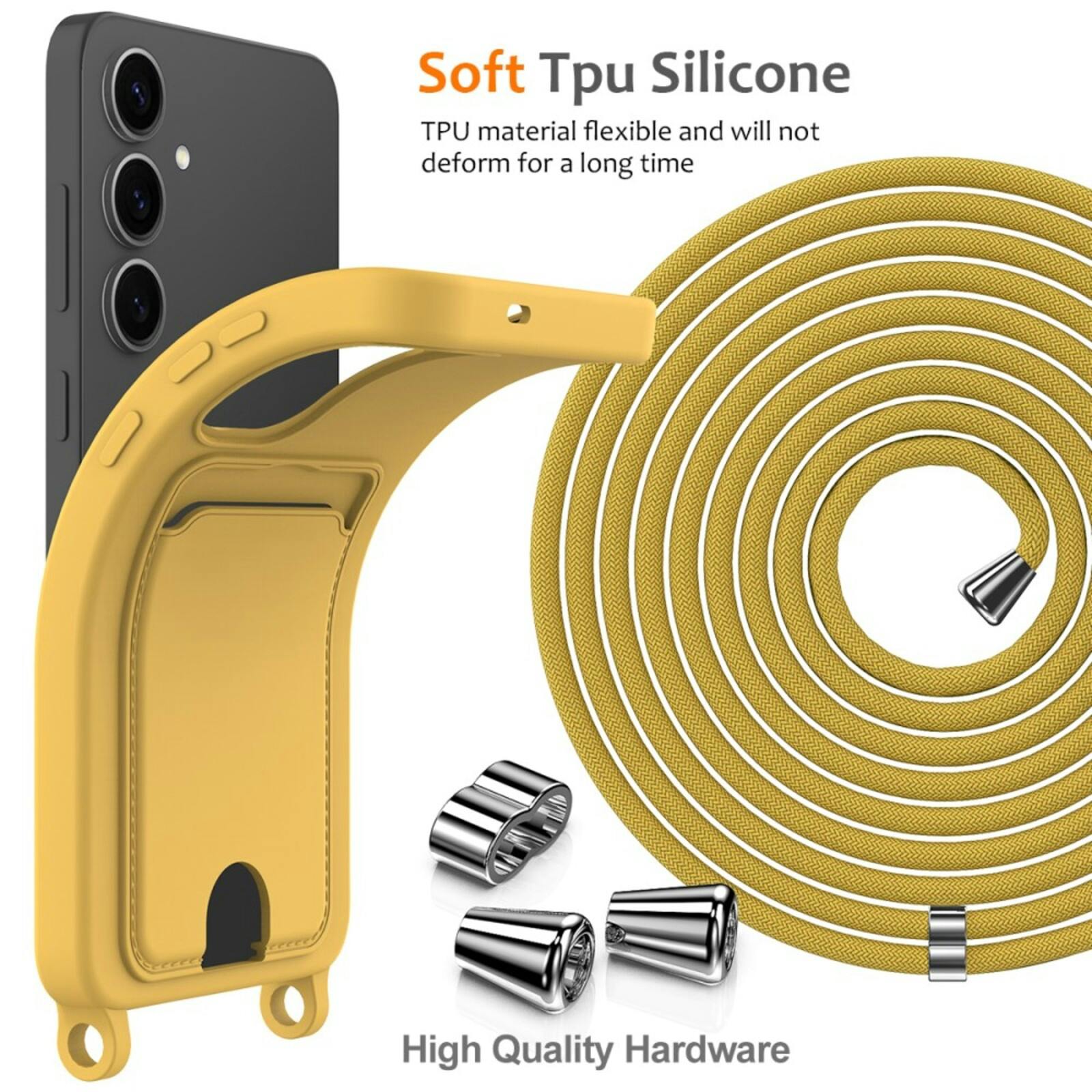 CaseBody Samsung S25 Koordhoesje met Kaarthouder Geel