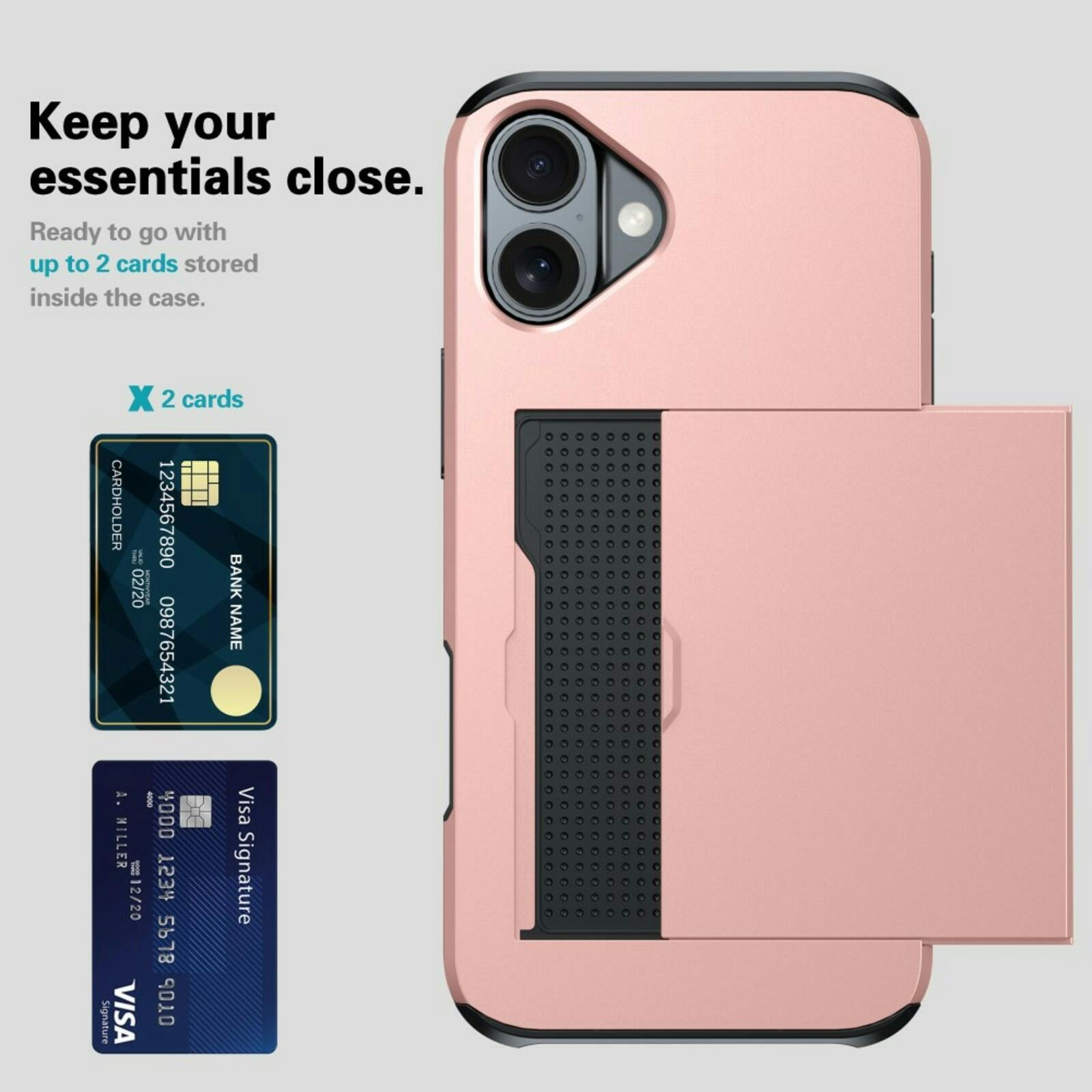 Slide Case Apple iPhone 16 Plus Hoesje met Pashouder Roségoud