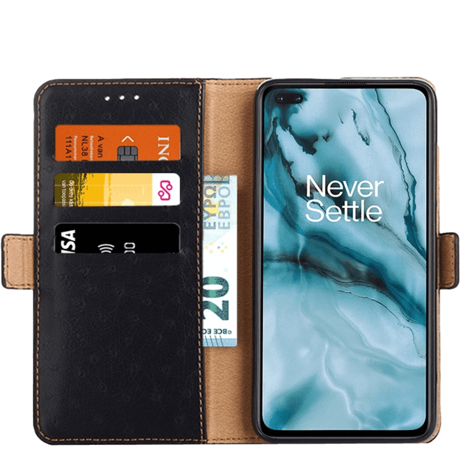 CaseBody OnePlus Nord Ostrich Bookcase Zwart