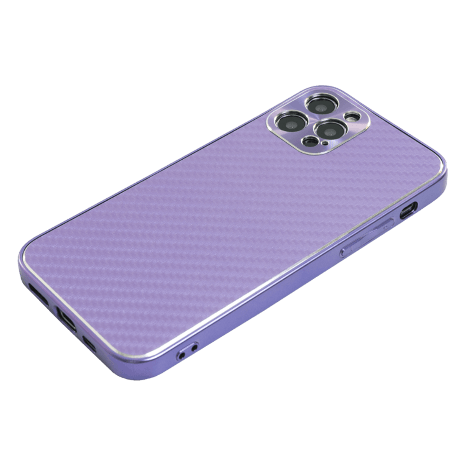 CaseBody iPhone 12 Carbon Metal Frame Hoesje Paars