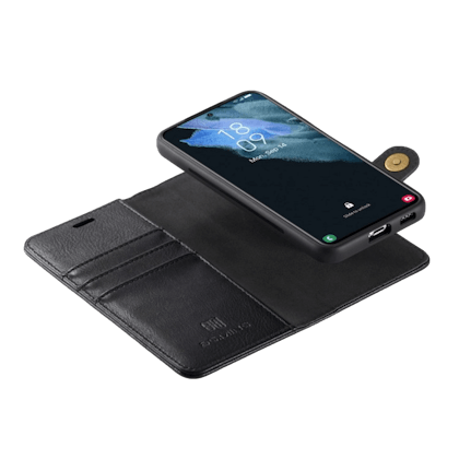 DG.MING Samsung Galaxy S22 Lederen Wallet en Hoesje Zwart