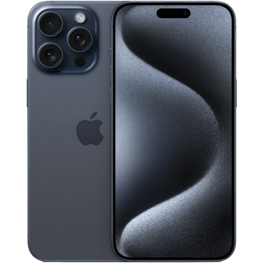Apple iPhone 15 Pro Max beeldscherm voorkant achterkant titanium blauw